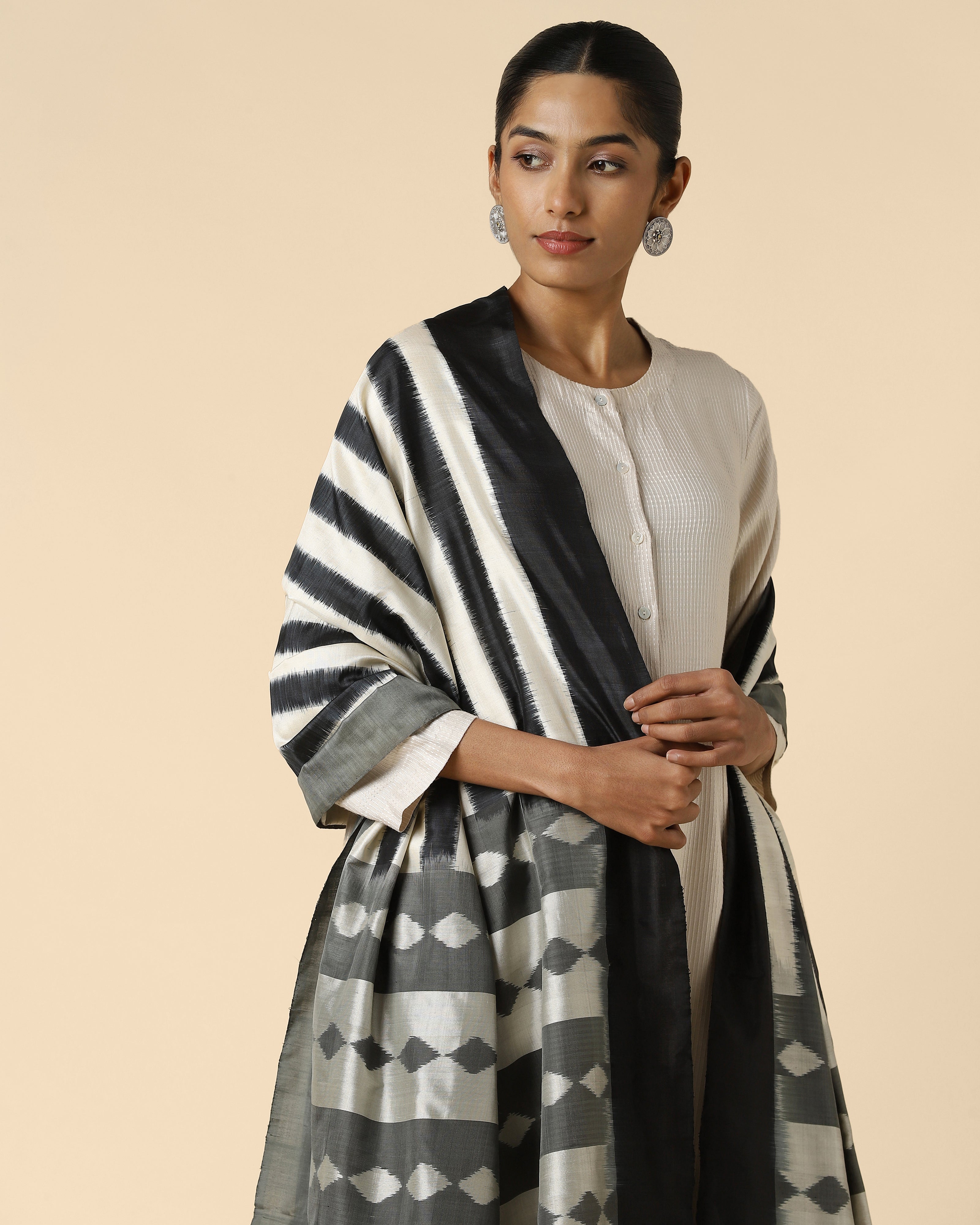 Dhriti Pochampally Weft Ikat Silk Dupatta