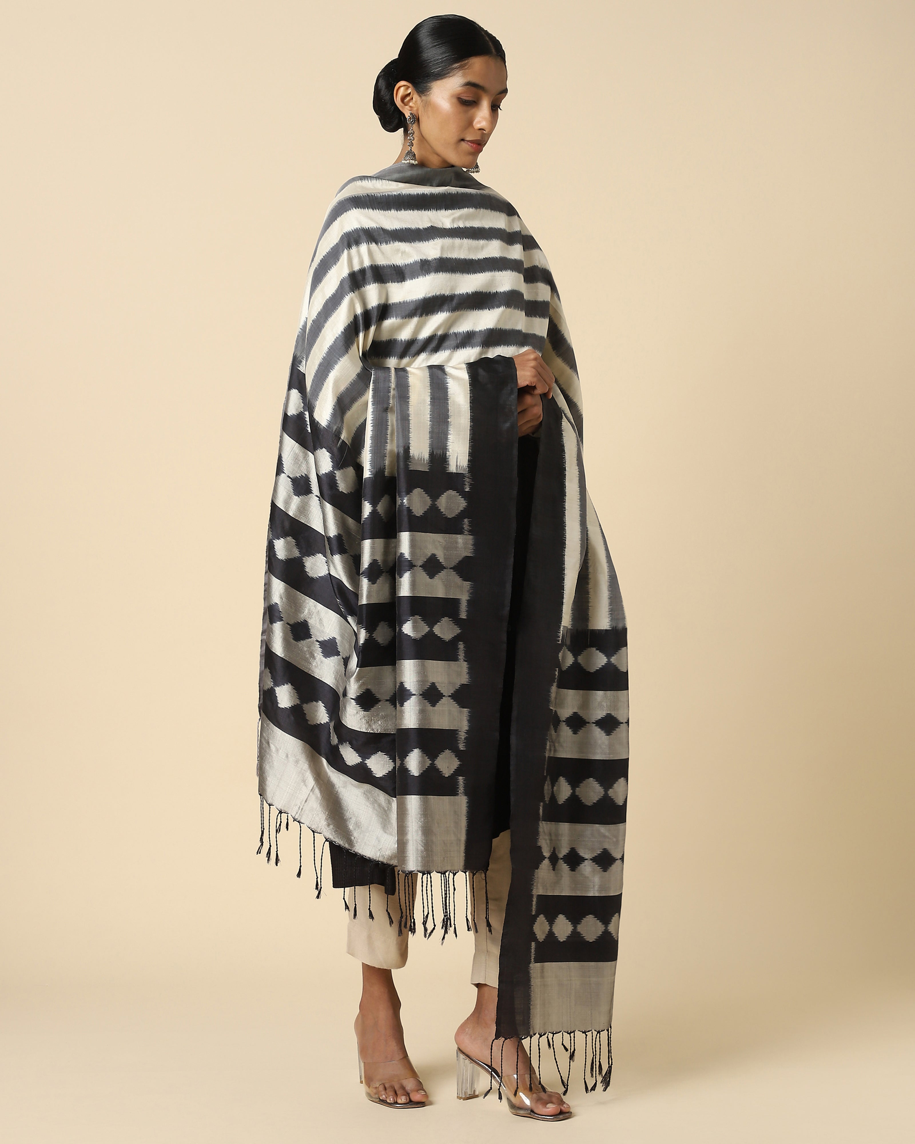 Dhriti Pochampally Weft Ikat Silk Dupatta