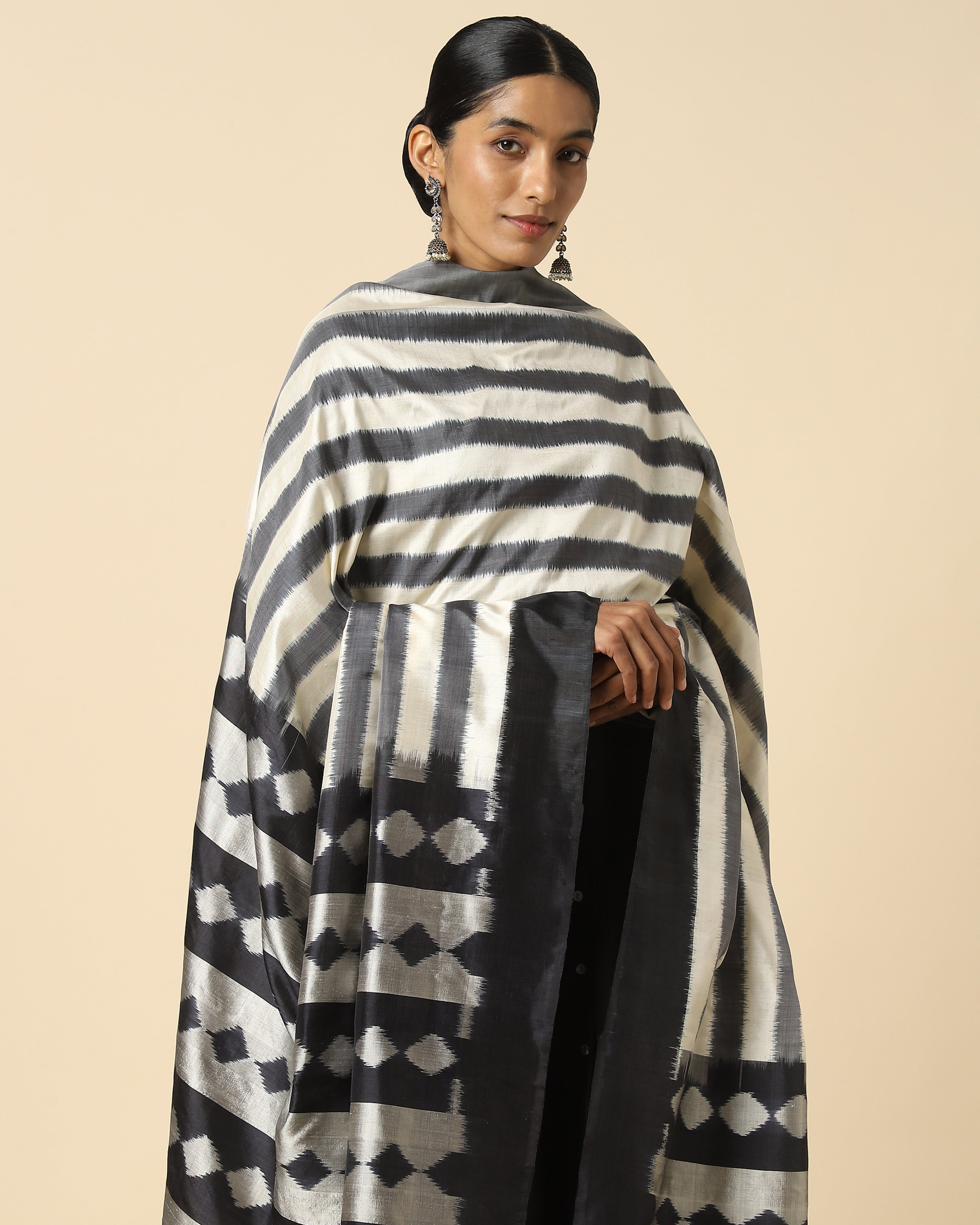 Dhriti Pochampally Weft Ikat Silk Dupatta