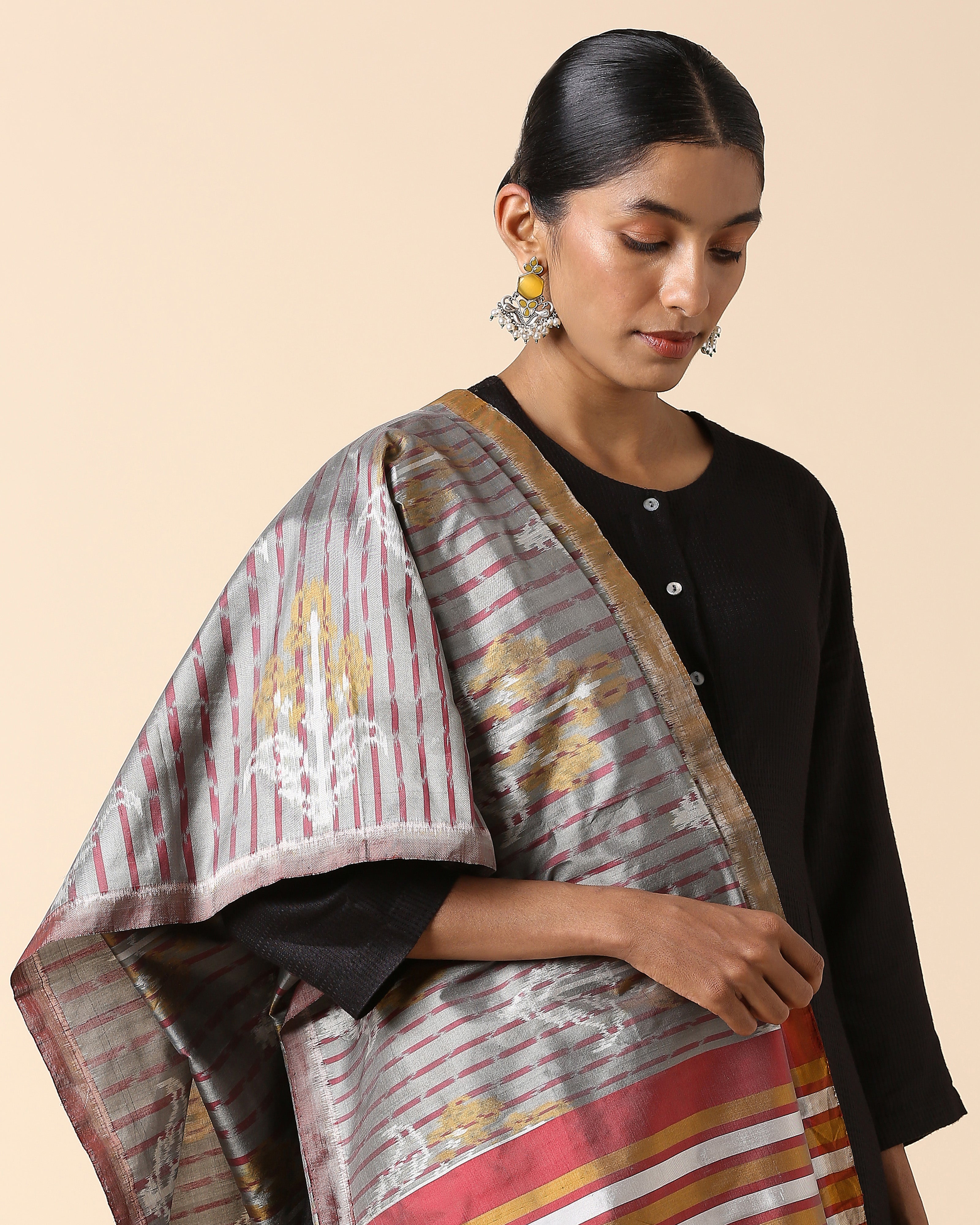 Agrini Pochampally Weft Ikat Silk Dupatta