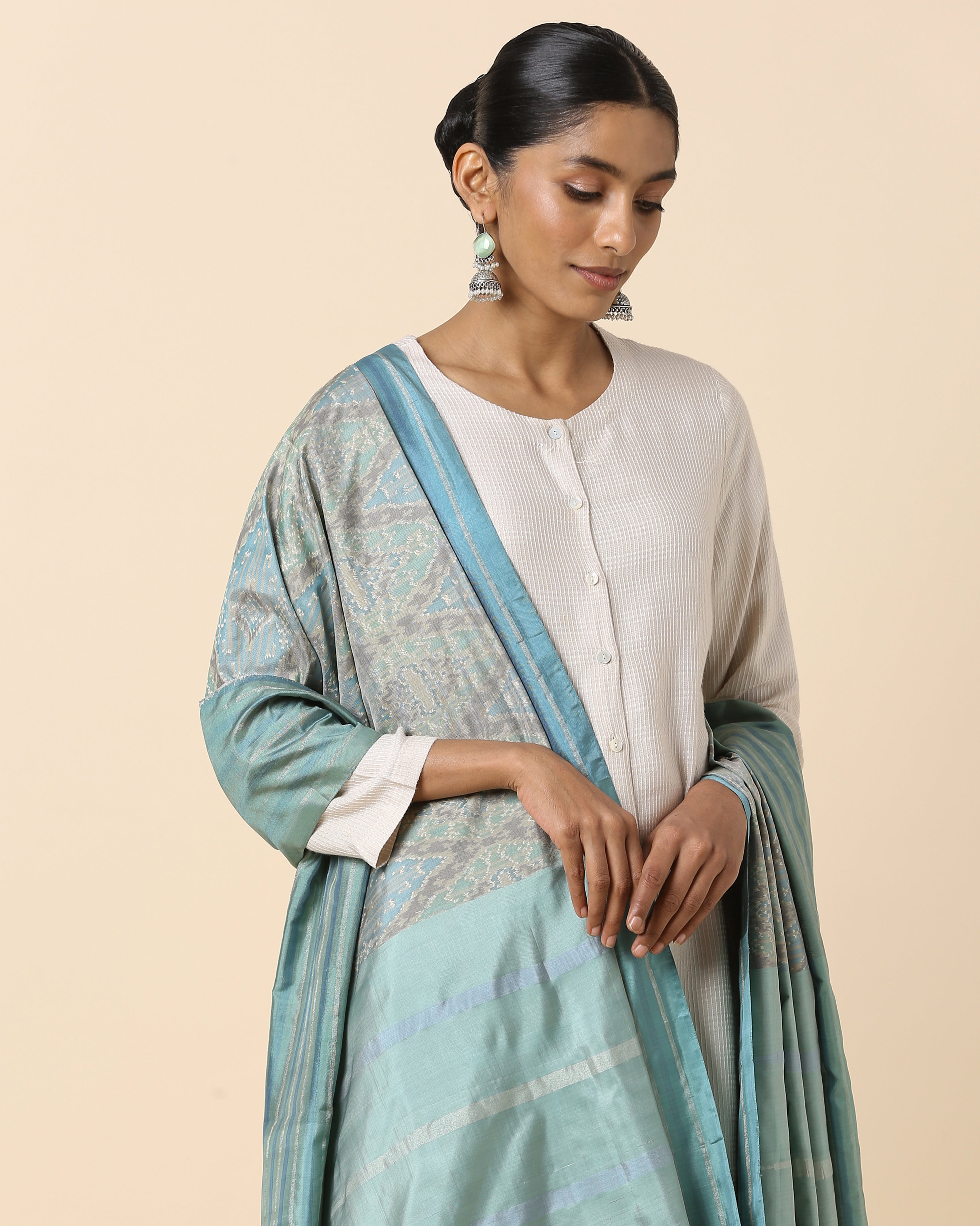 Amiti Pochampally Weft Ikat Silk Dupatta