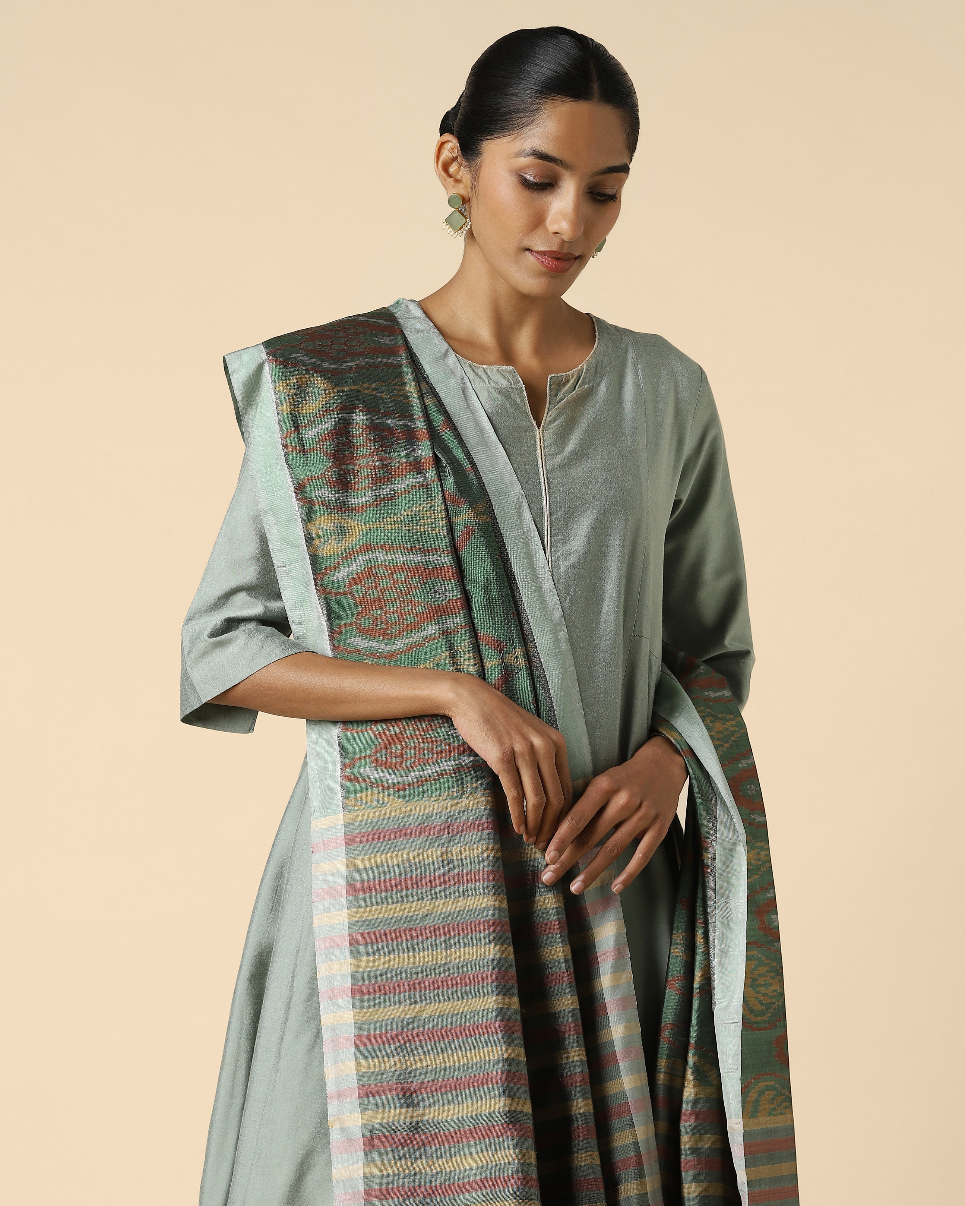 Ramita Pochampally Weft Ikat Silk Dupatta