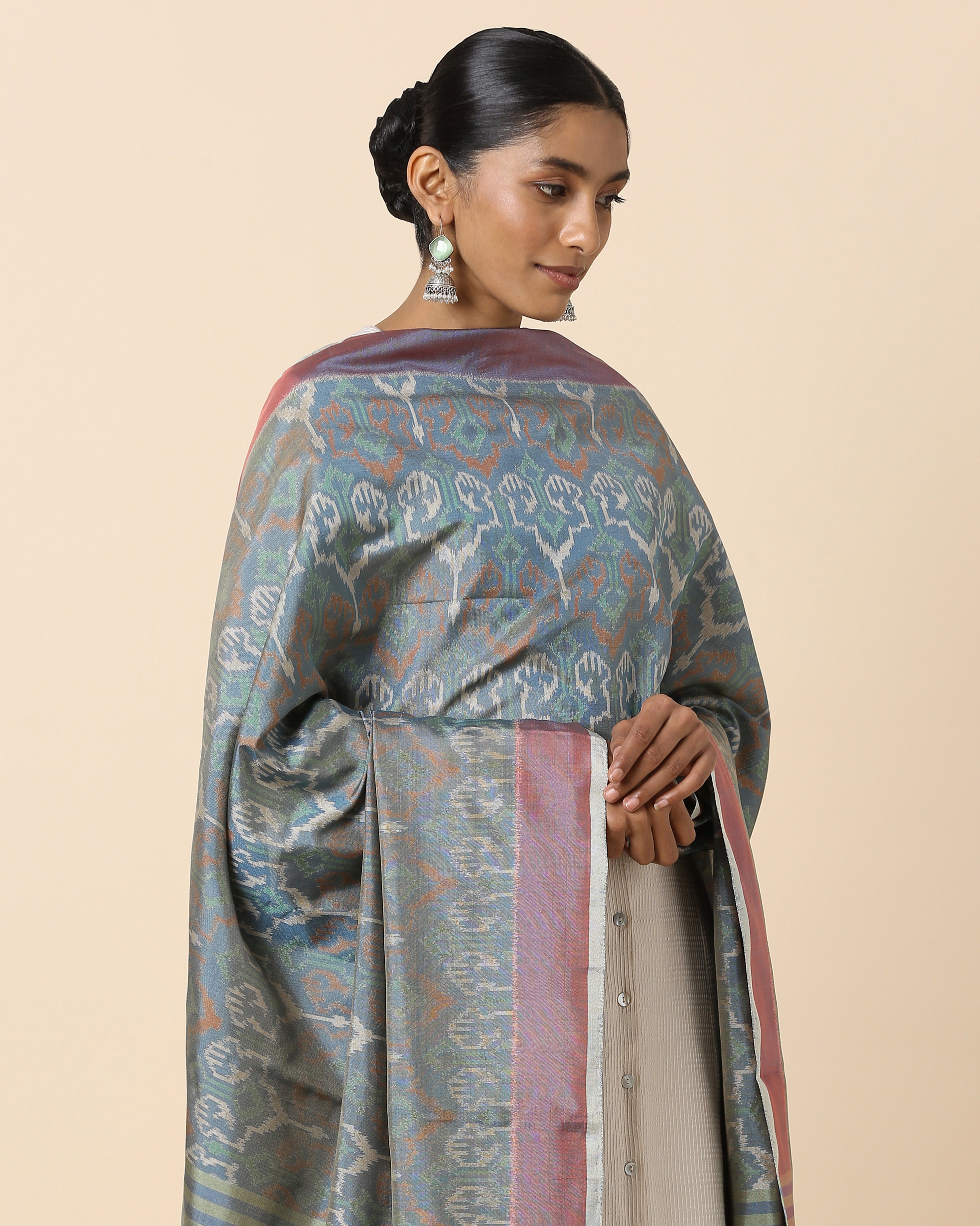 Ayuda Pochampally Weft Ikat Silk Dupatta