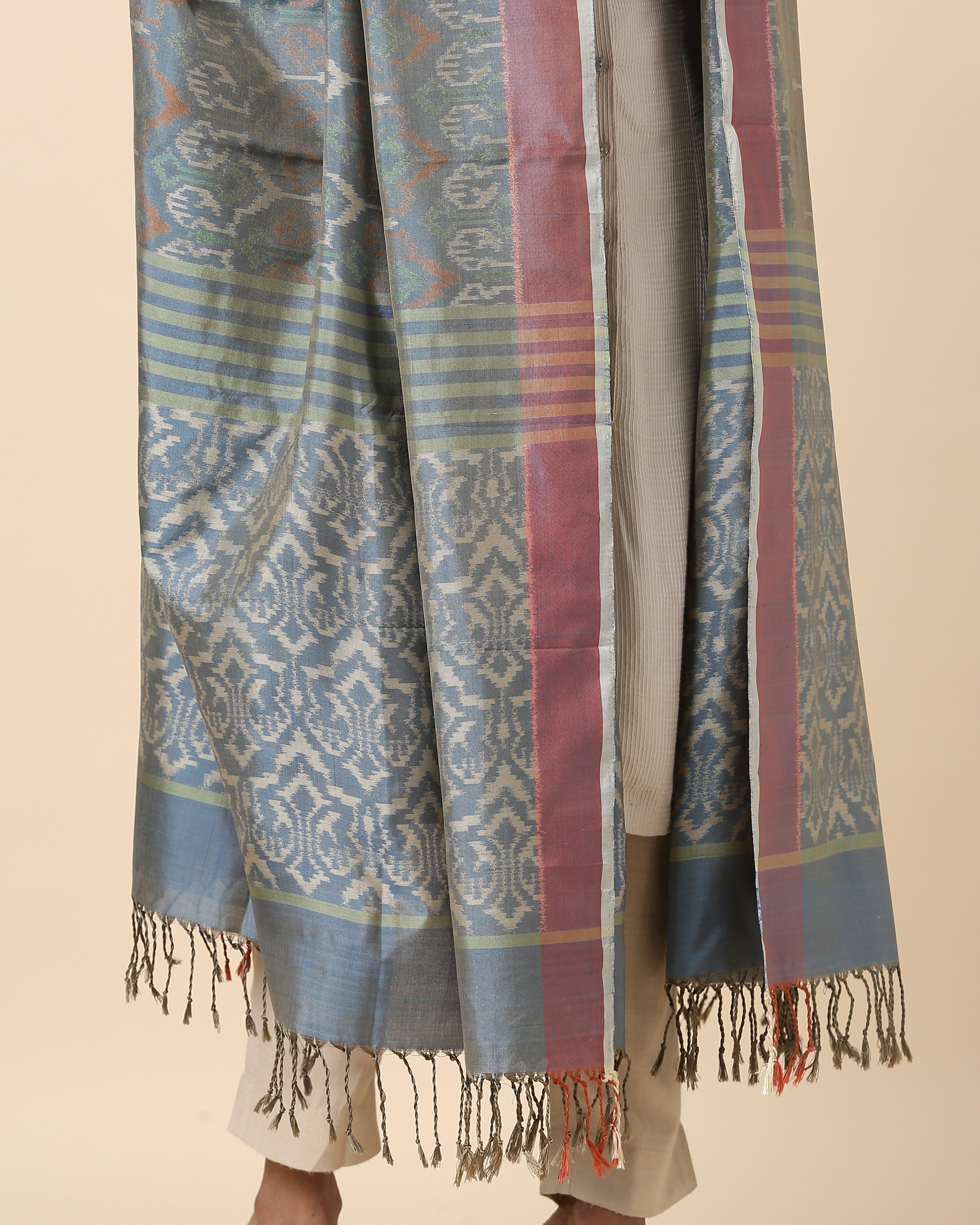 Ayuda Pochampally Weft Ikat Silk Dupatta