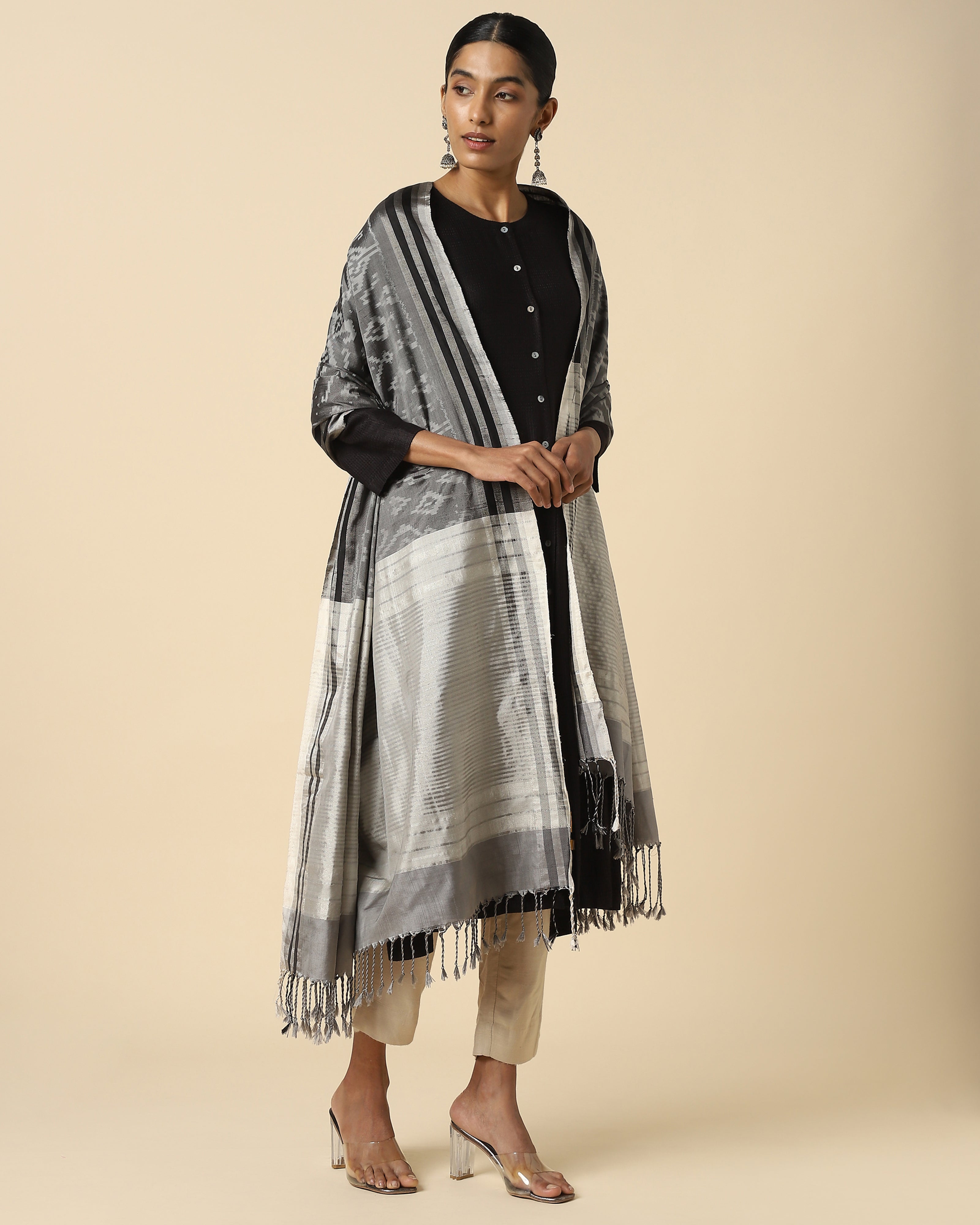 Nambia Pochampally Weft Ikat Silk Dupatta