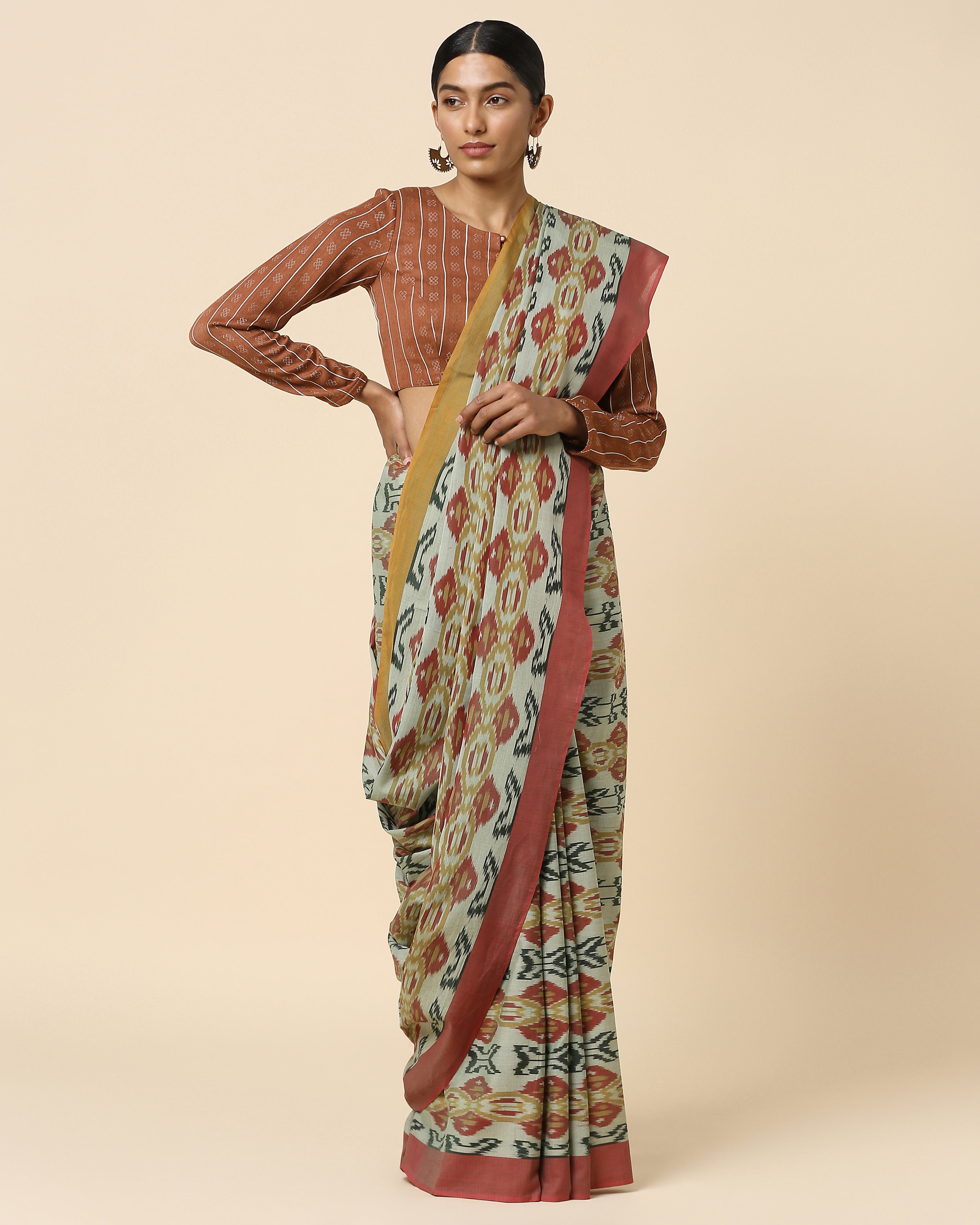 Aadhriti Pochampally Warp Ikat Cotton Saree