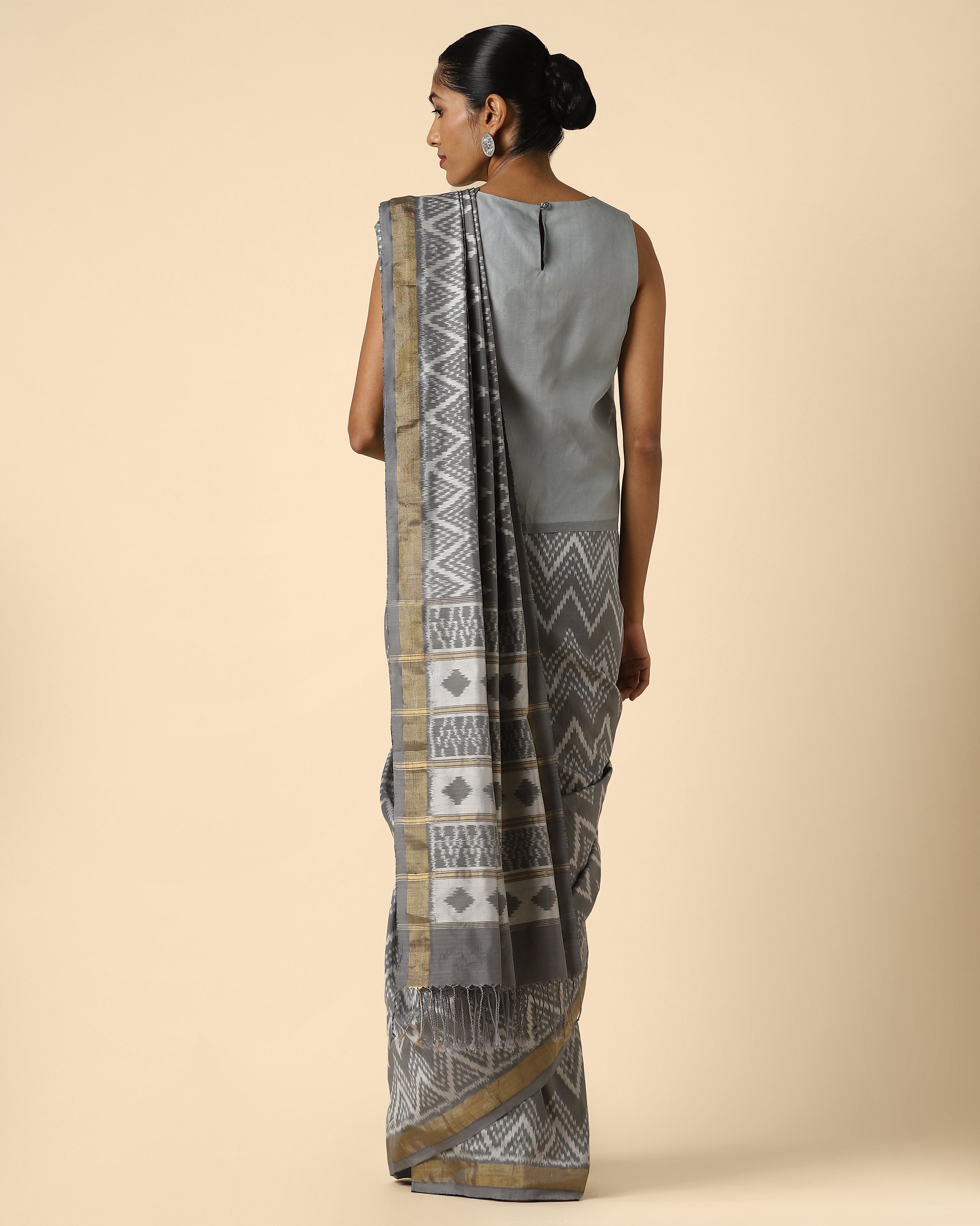 Hasina Pochampally Weft Ikat Silk Cotton Saree