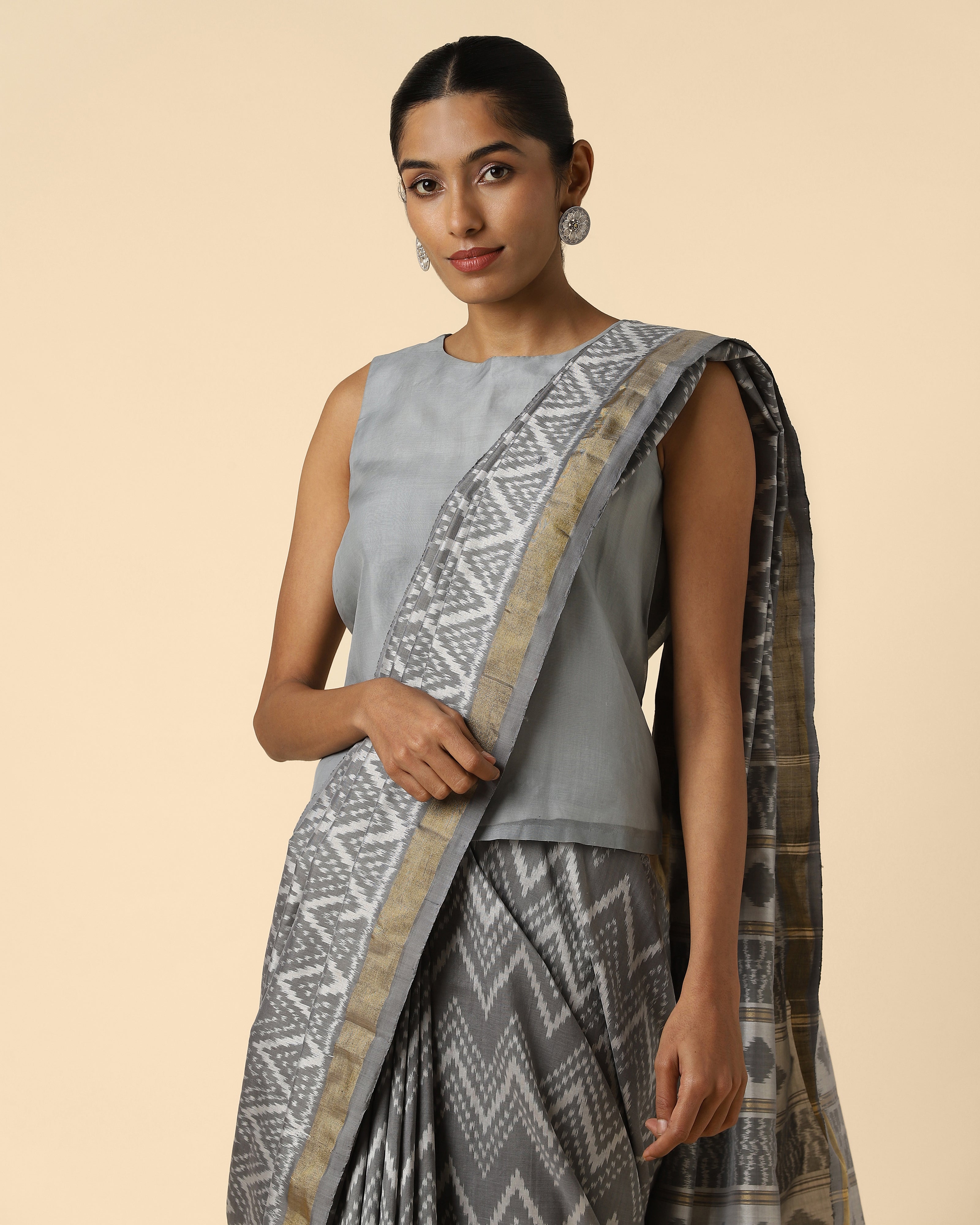 Hasina Pochampally Weft Ikat Silk Cotton Saree