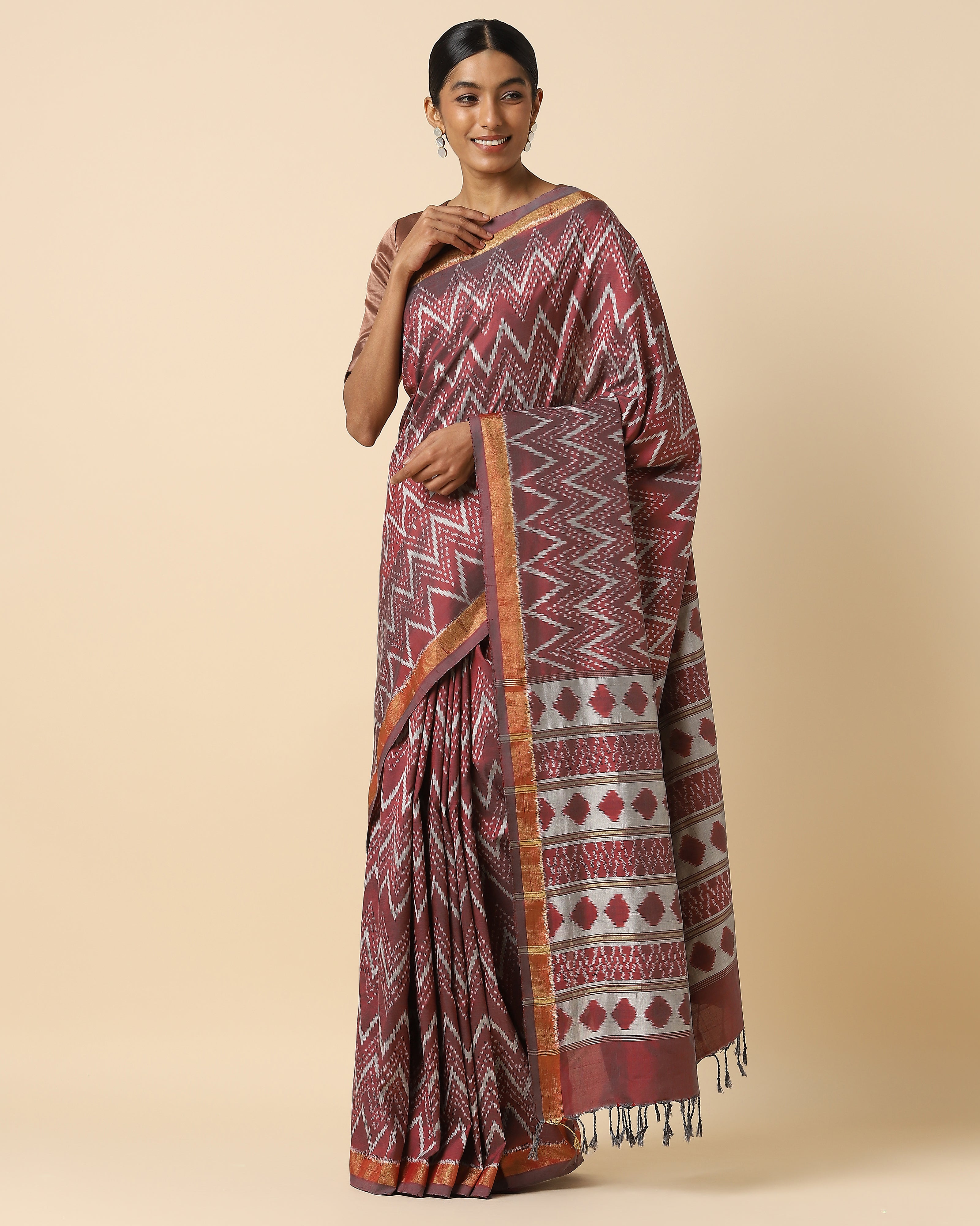 Hasina Pochampally Weft Ikat Silk Cotton Saree