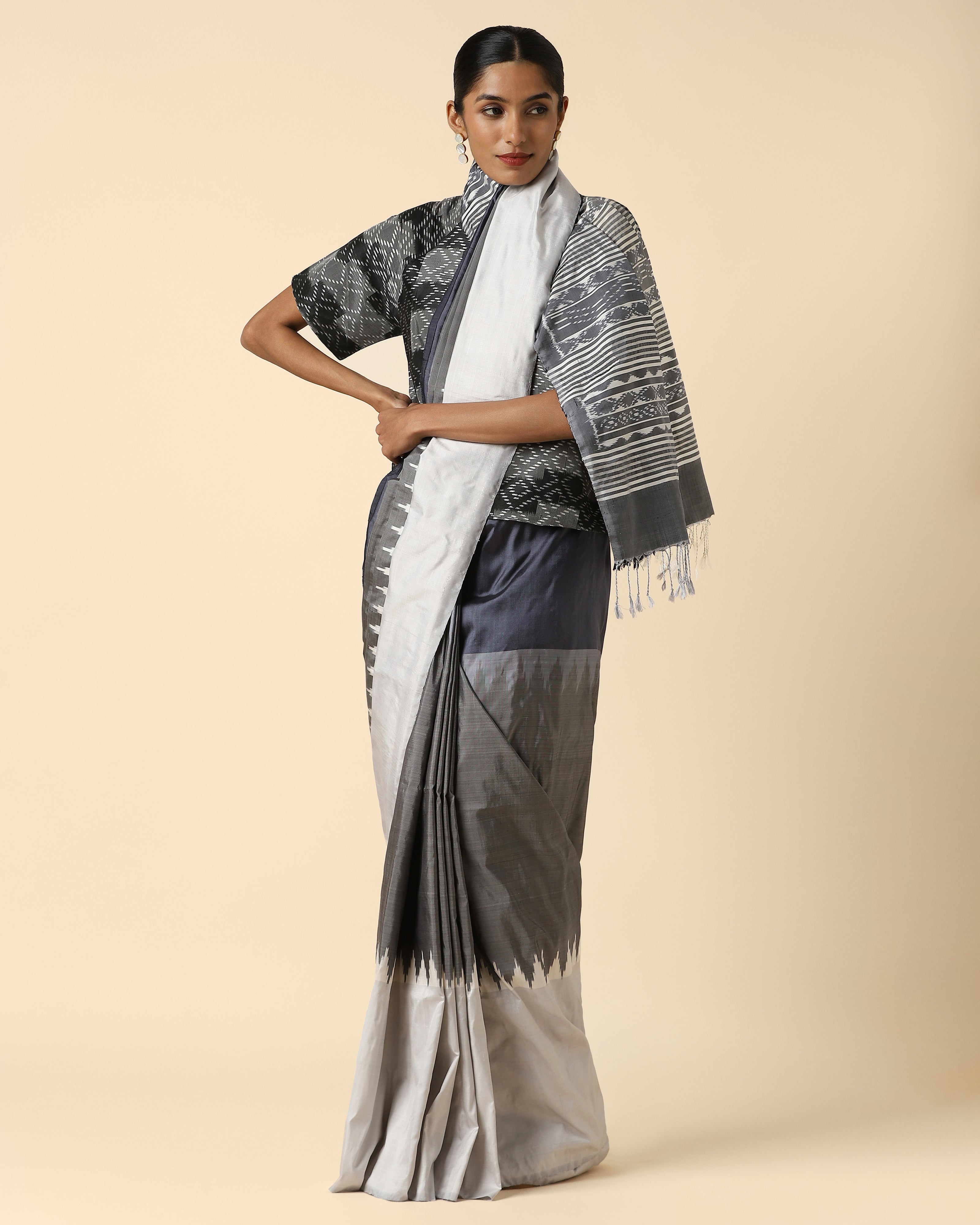 Tabai Pochampally Weft Ikat Silk Saree