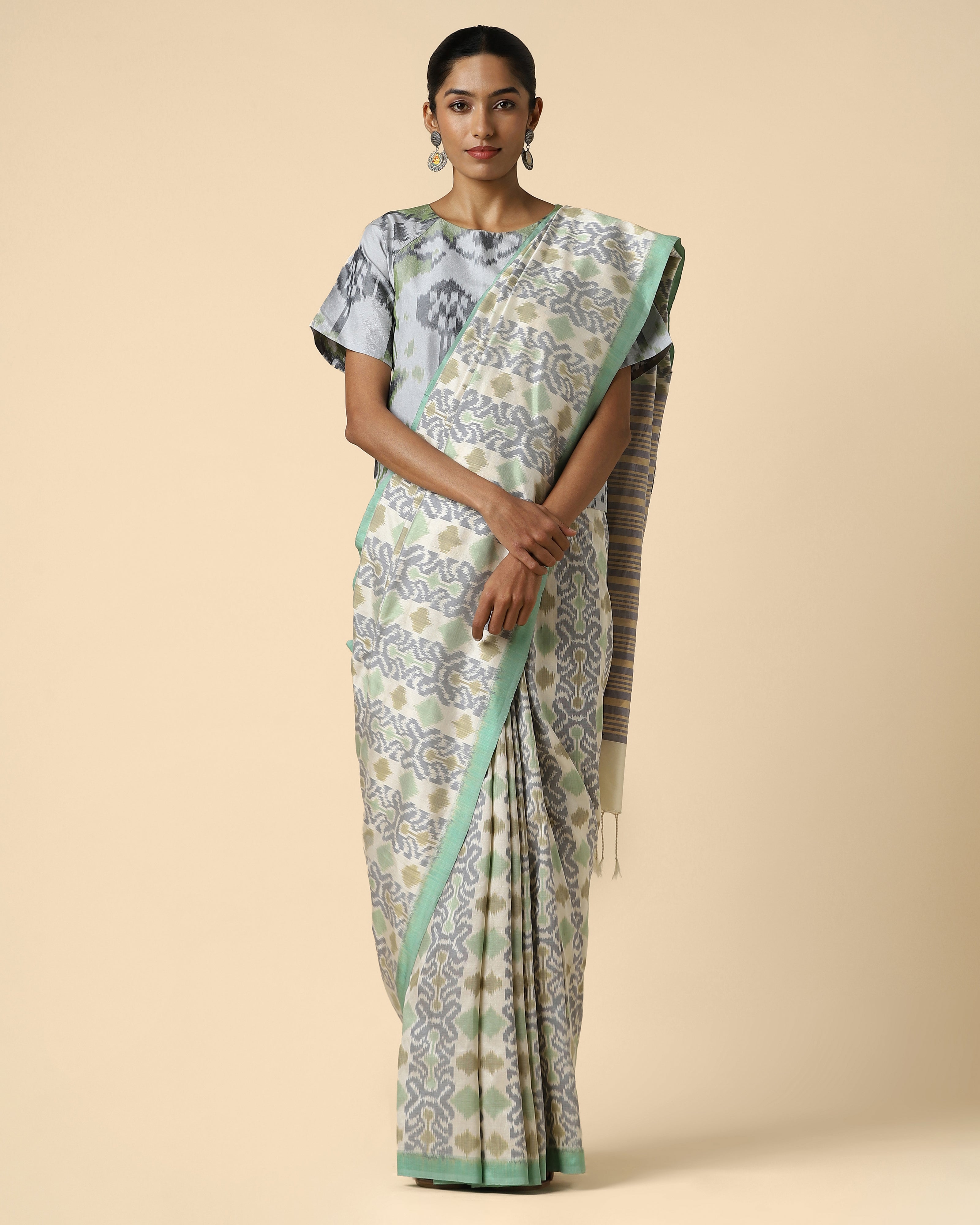 Kajri Pochampally Weft Ikat Silk Cotton Saree