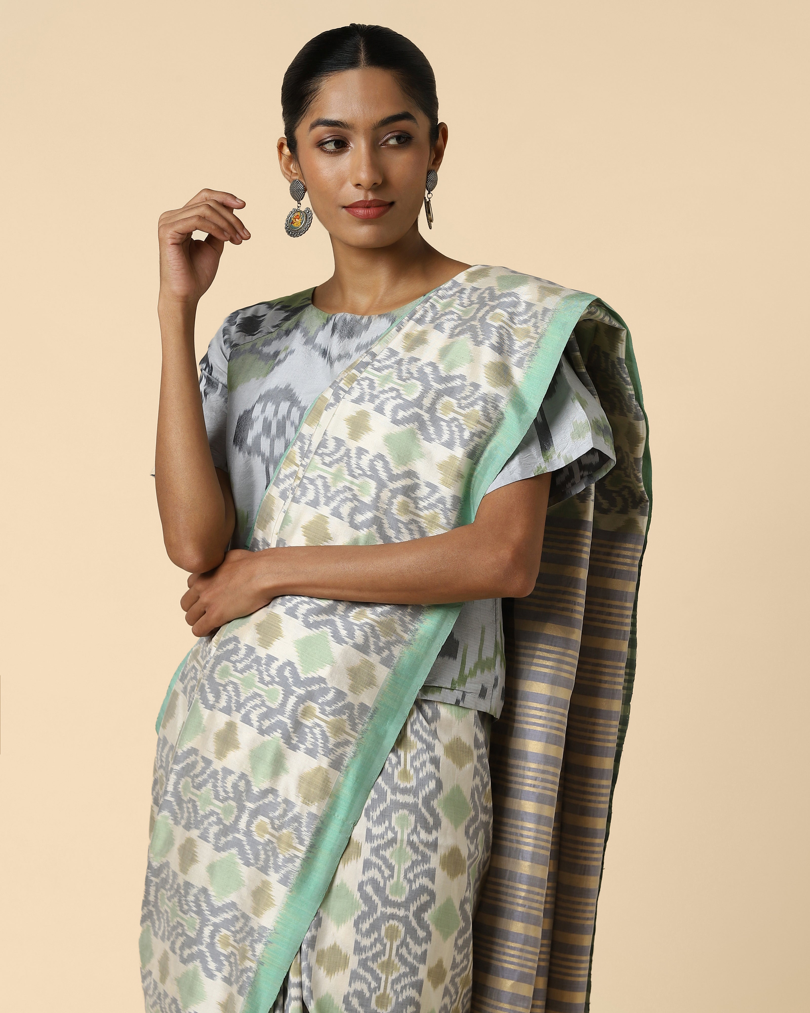Kajri Pochampally Weft Ikat Silk Cotton Saree