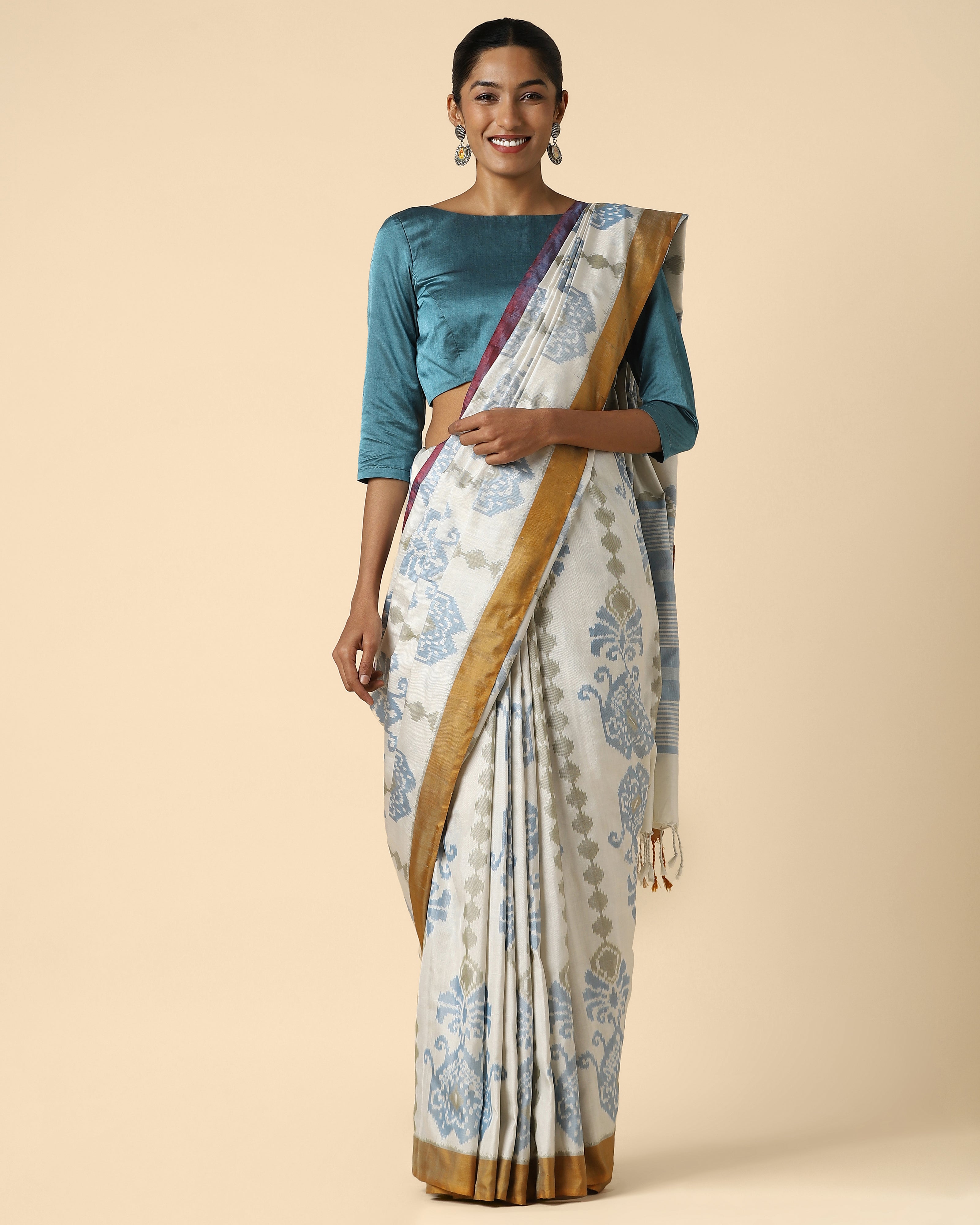 Kalindi Pochampally Weft Ikat Silk Saree
