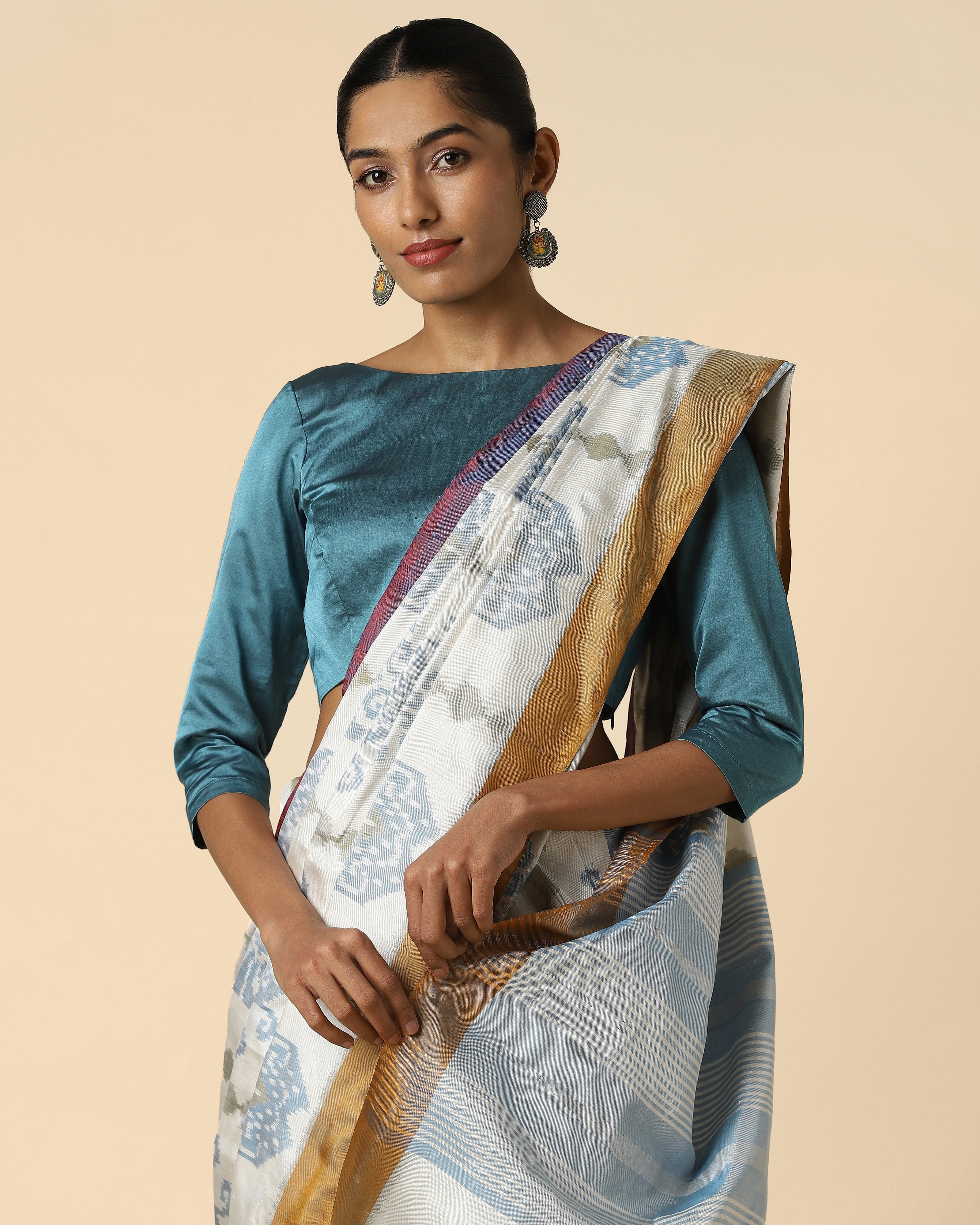 Kalindi Pochampally Weft Ikat Silk Saree