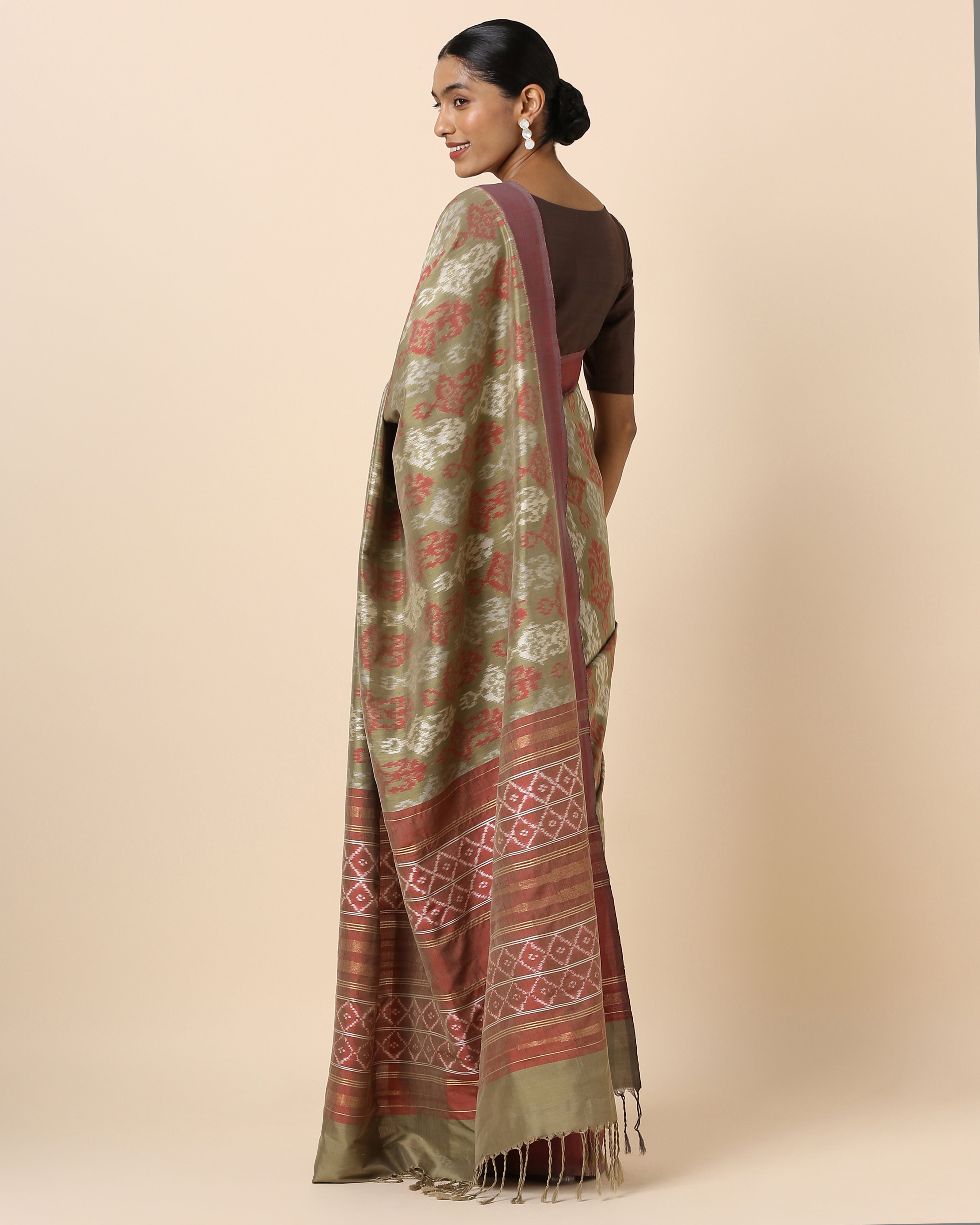 Madhula Pochampally Weft Ikat Cotton Silk Saree