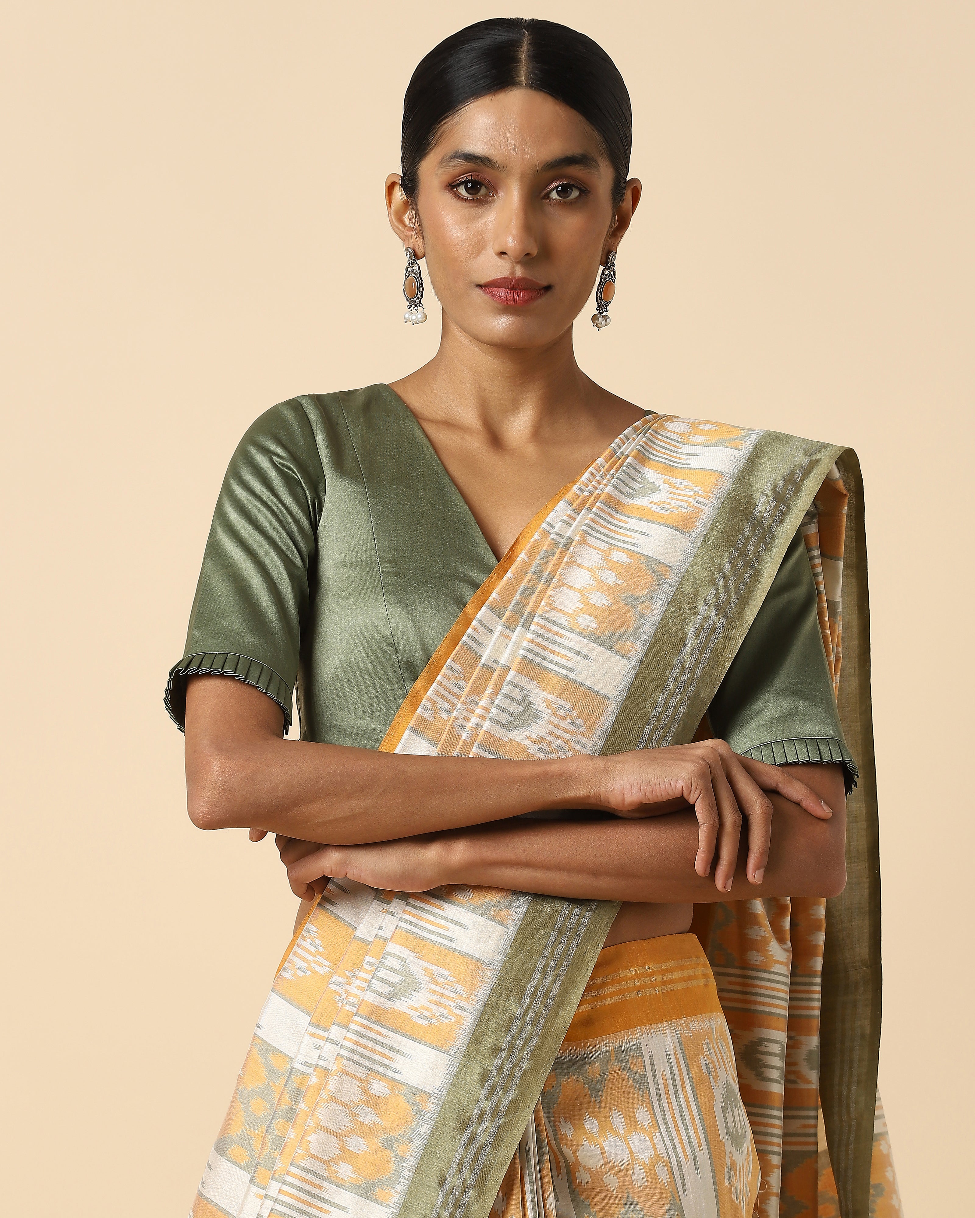 Lassya Pochampally Weft Ikat Silk Cotton Saree