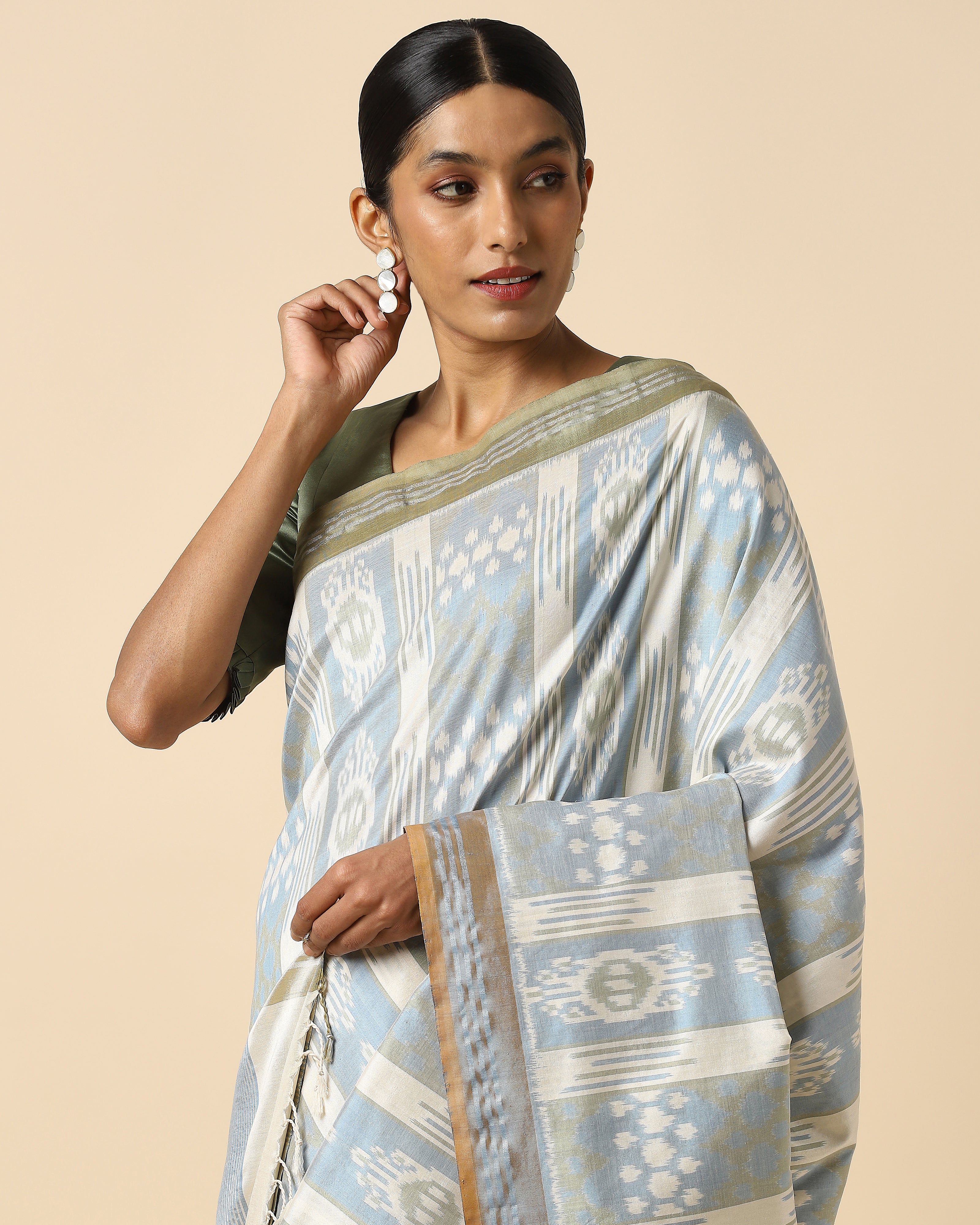 Lassya Pochampally Weft Ikat Silk Cotton Saree