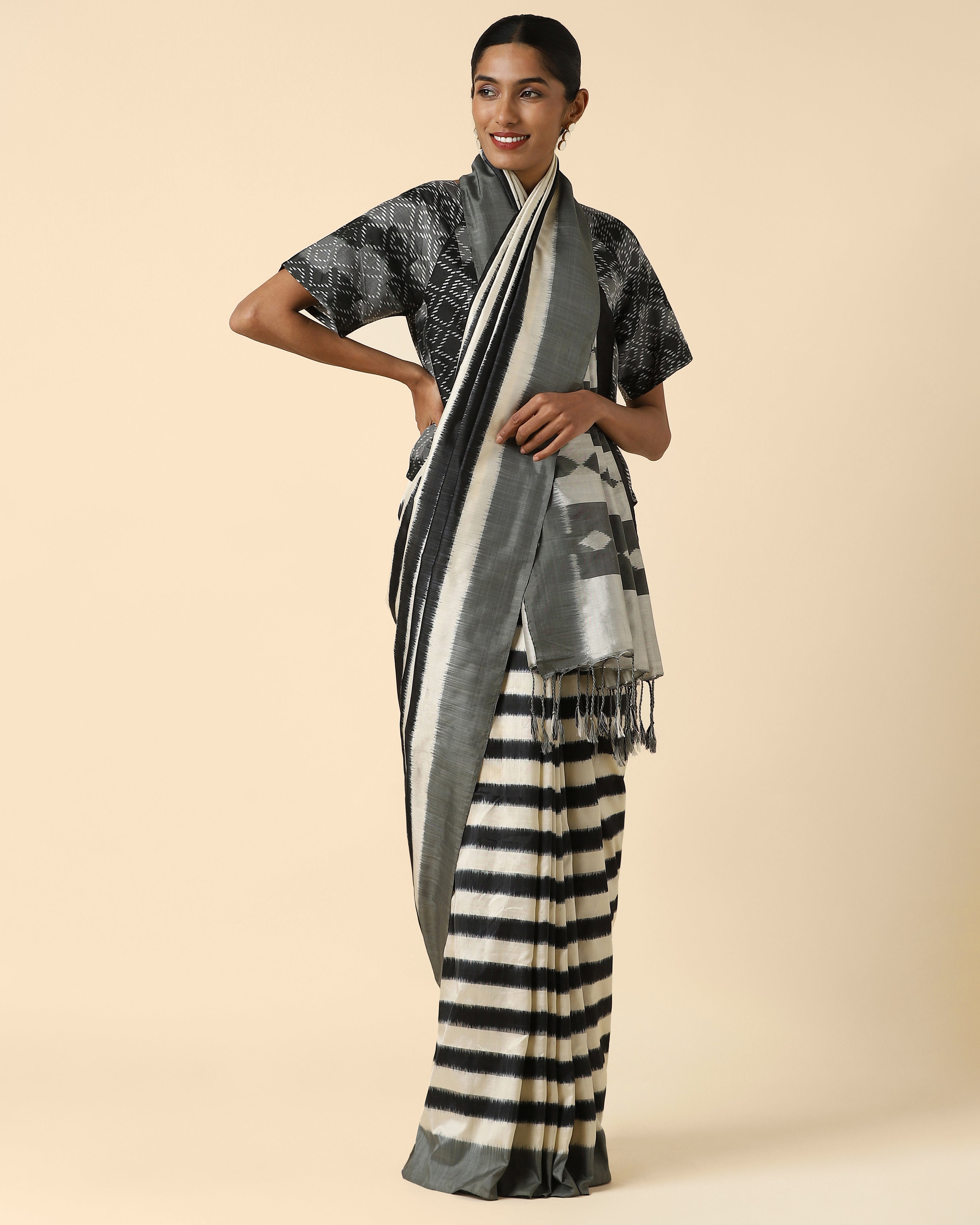 Dhriti Pochampally Weft Ikat Silk Saree