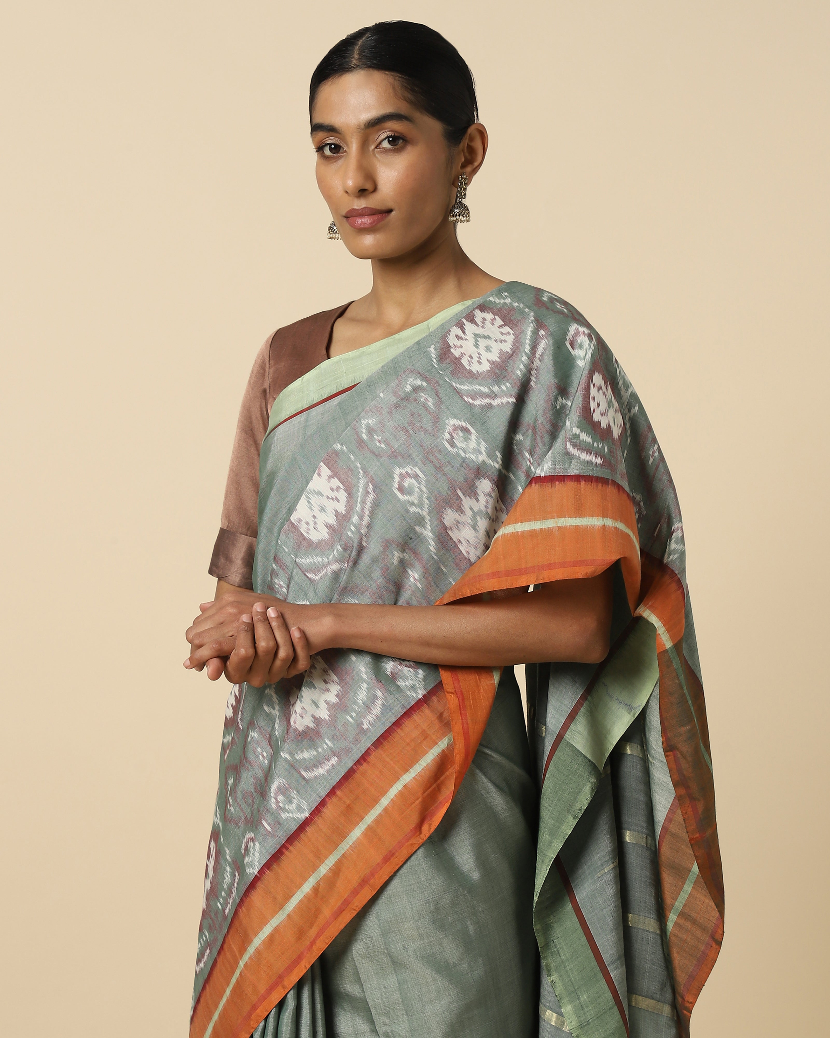 Sushen Pochampally Weft Ikat Silk Cotton Saree