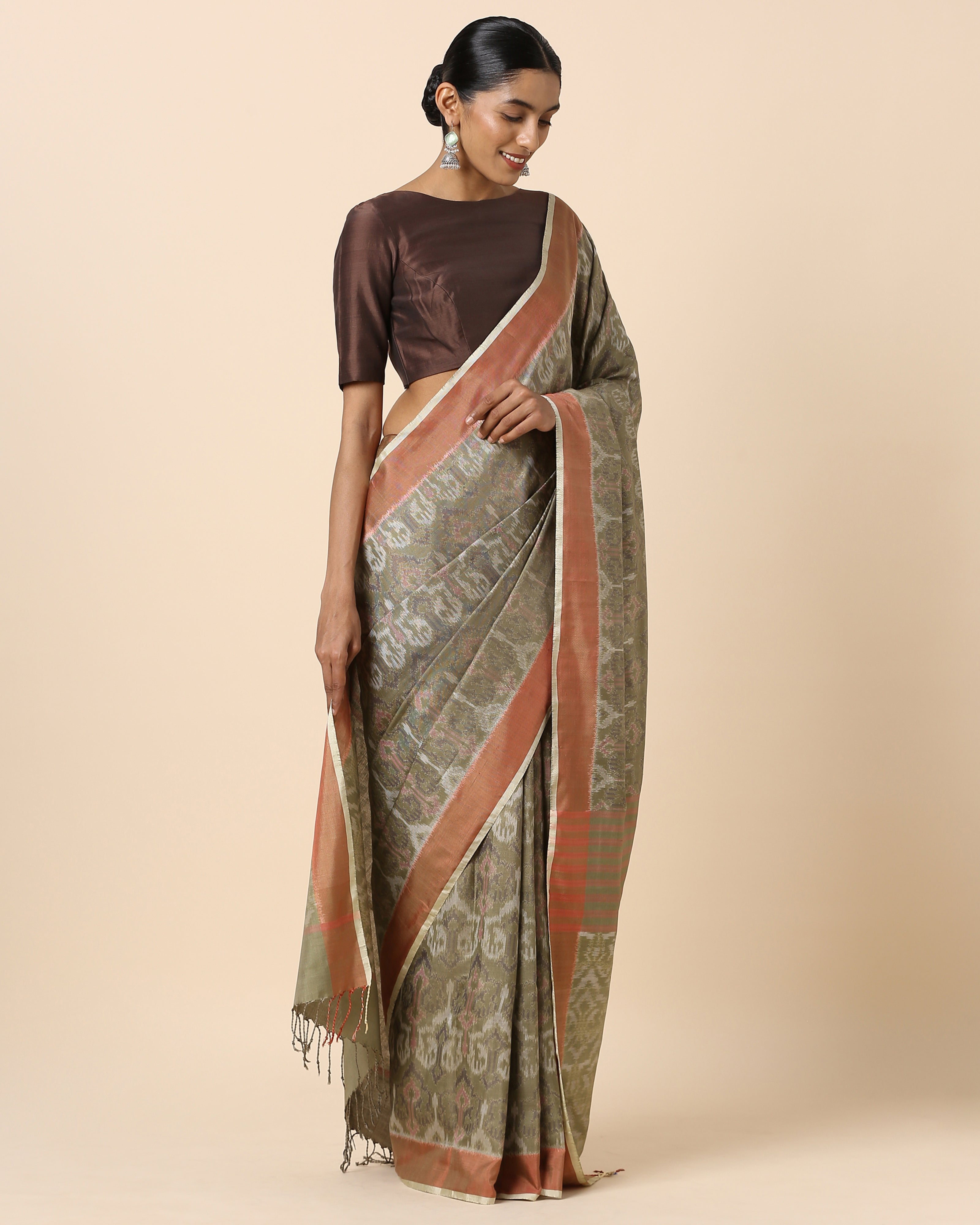 Ayuda Pochampally Weft Ikat Silk Saree