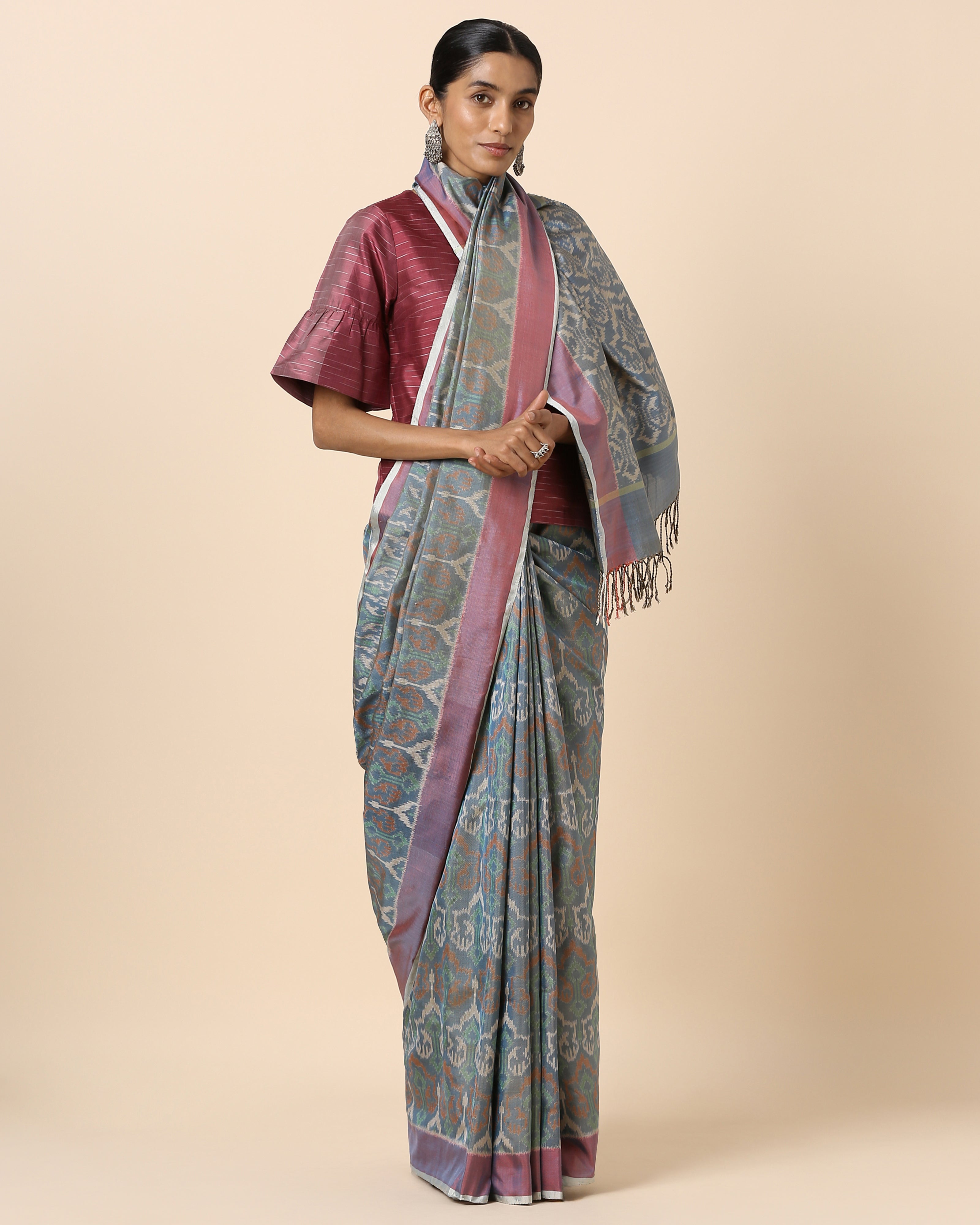 Ayuda Pochampally Weft Ikat Silk Saree