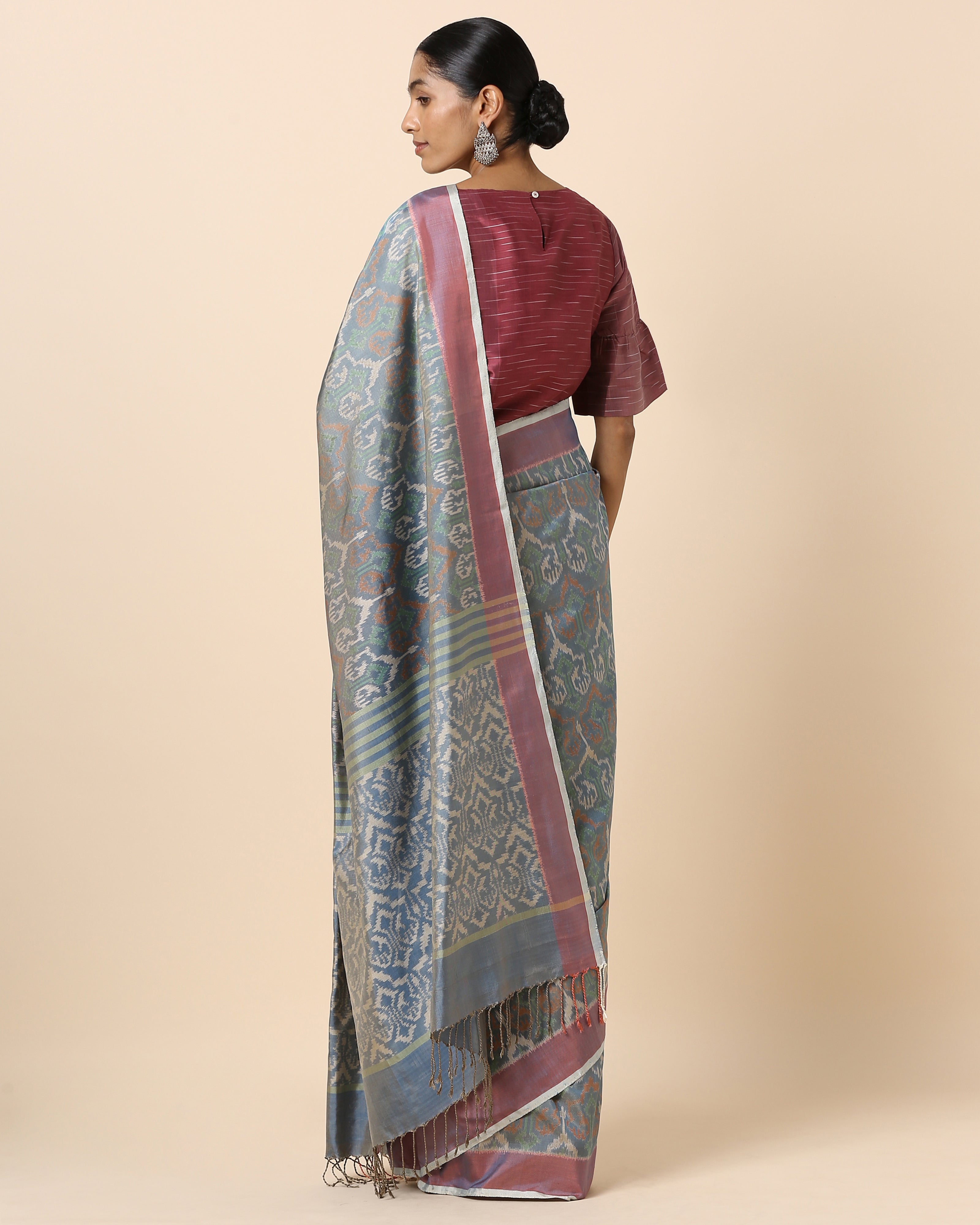 Ayuda Pochampally Weft Ikat Silk Saree