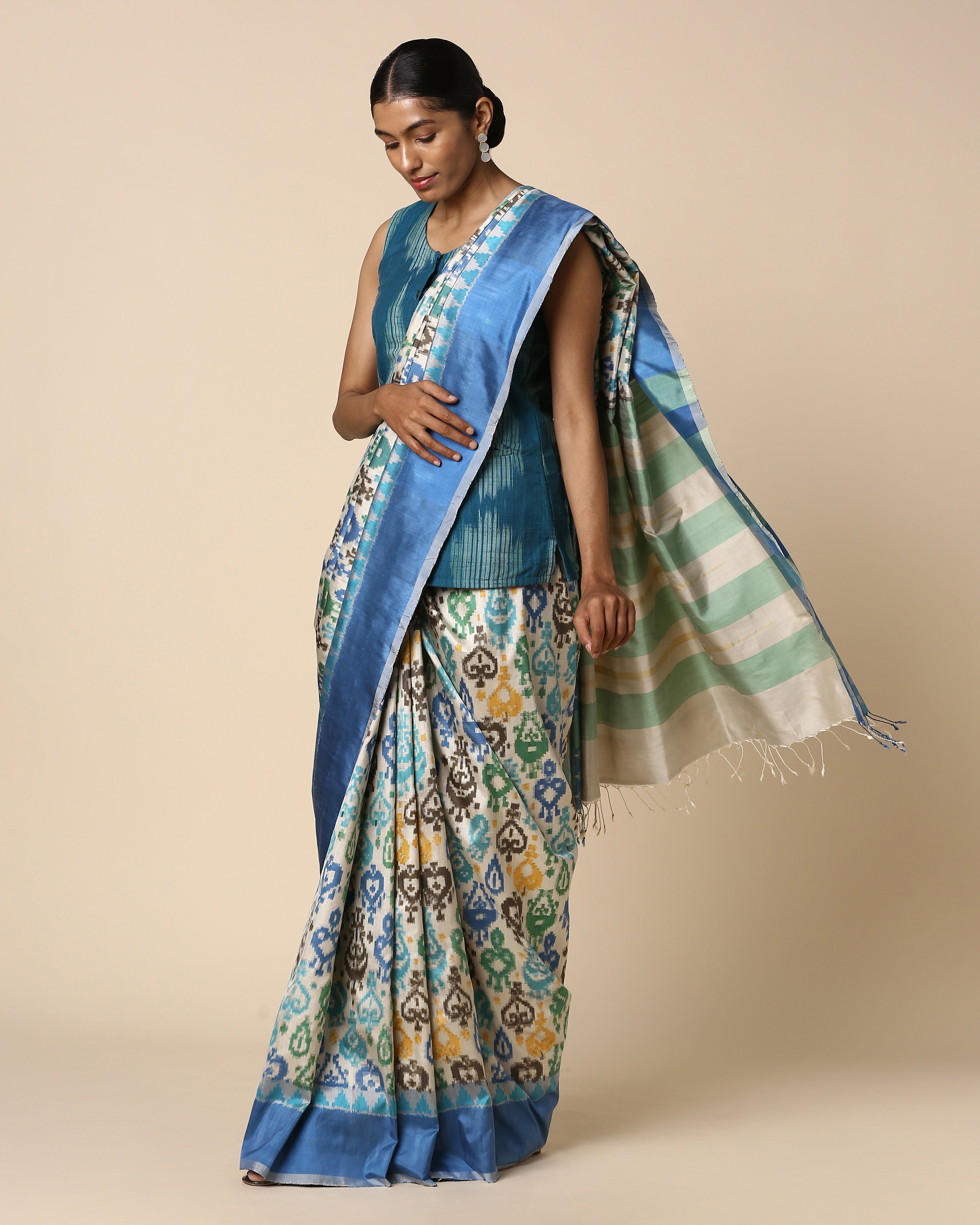 Amera Pochampally Double Ikat Silk Saree
