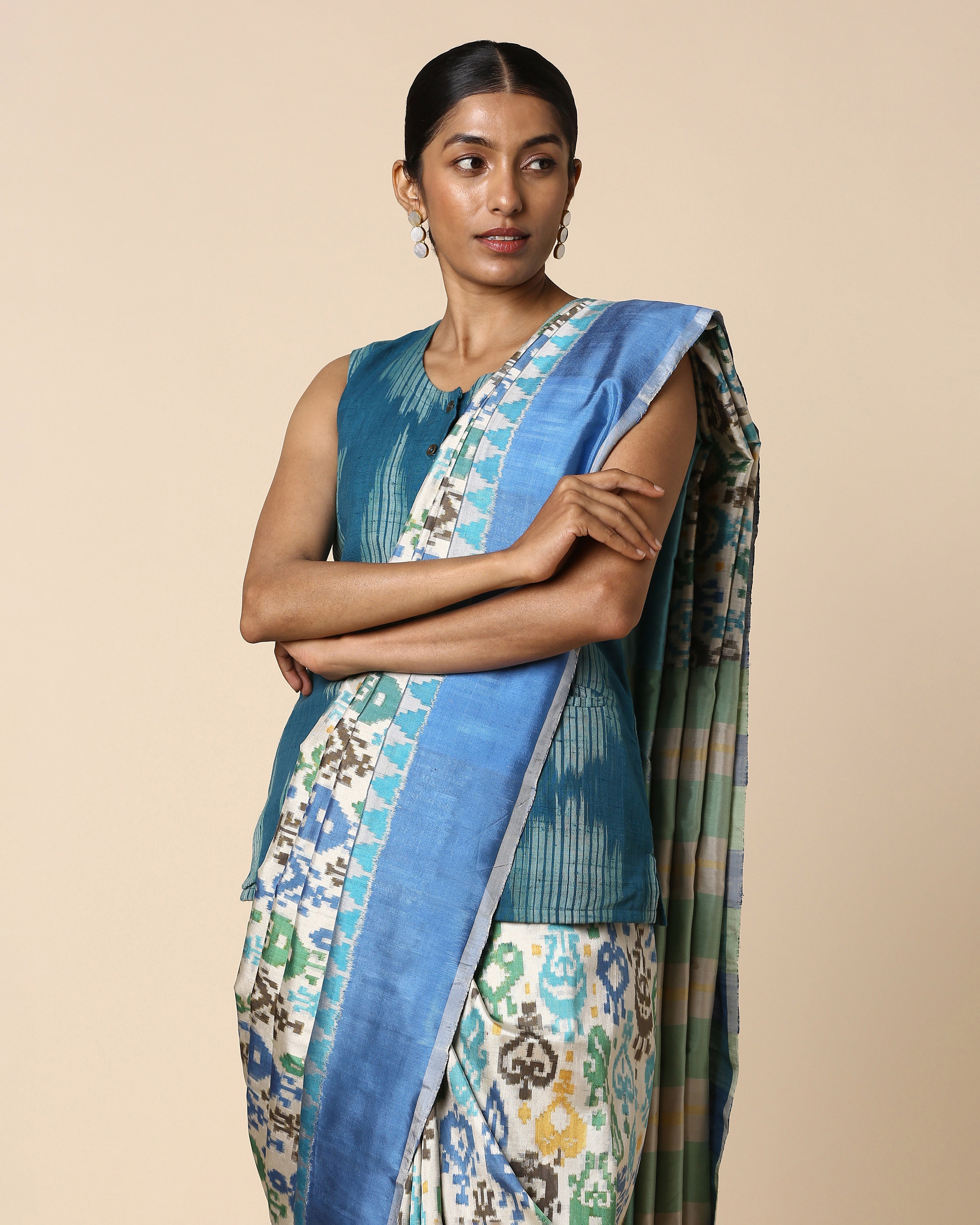 Amera Pochampally Double Ikat Silk Saree