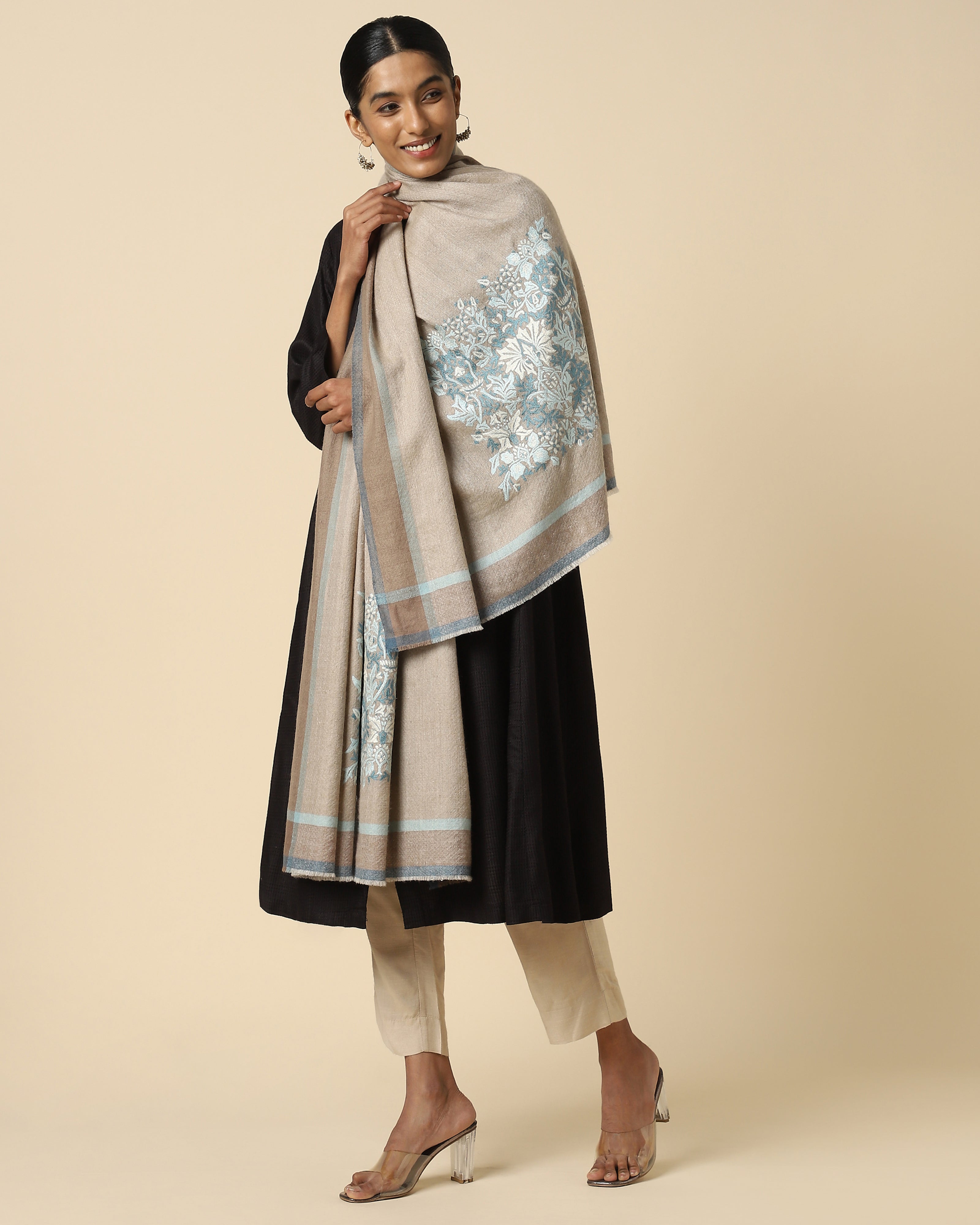 Liana Kashmir Sozni Embroidery Pashmina Shawl