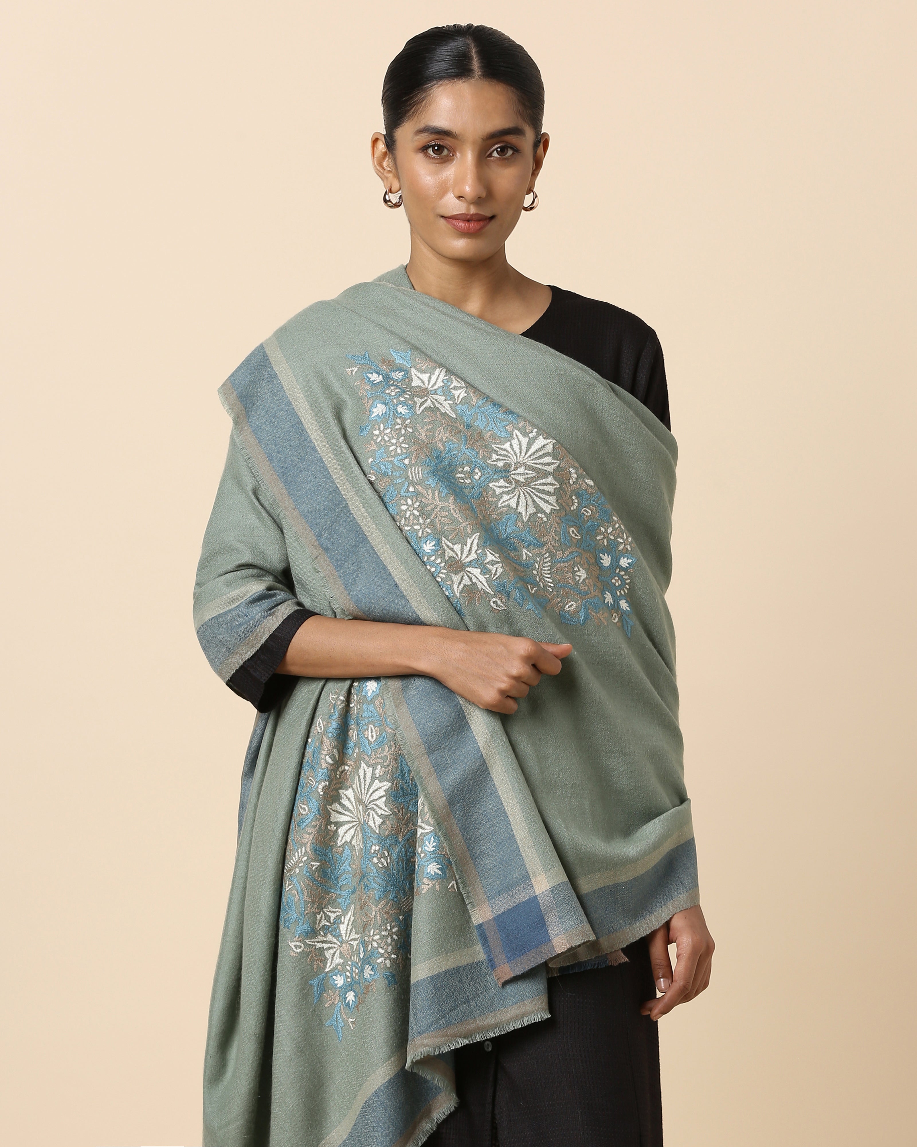 Liana Kashmir Sozni Embroidery Pashmina Shawl