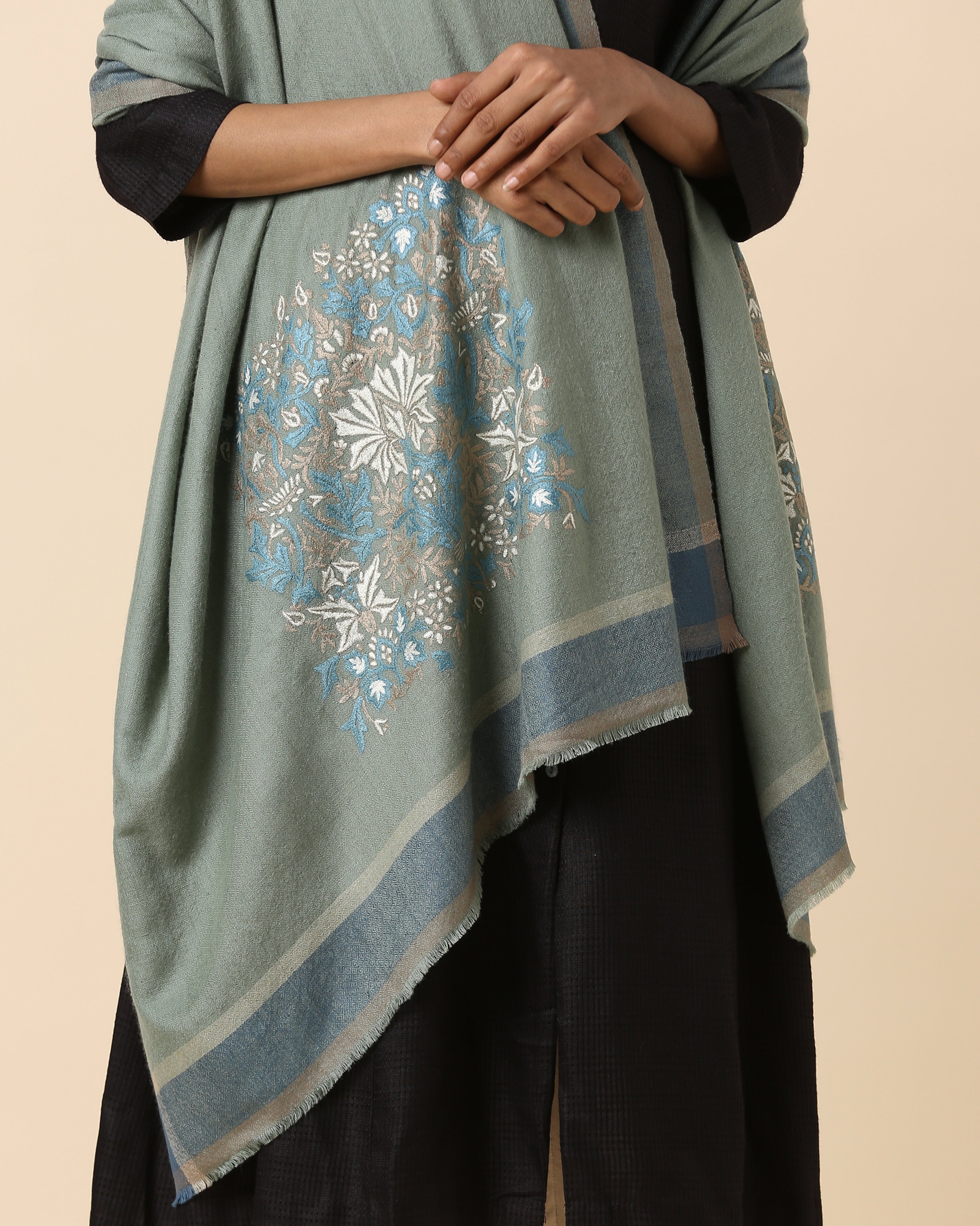 Liana Kashmir Sozni Embroidery Pashmina Shawl