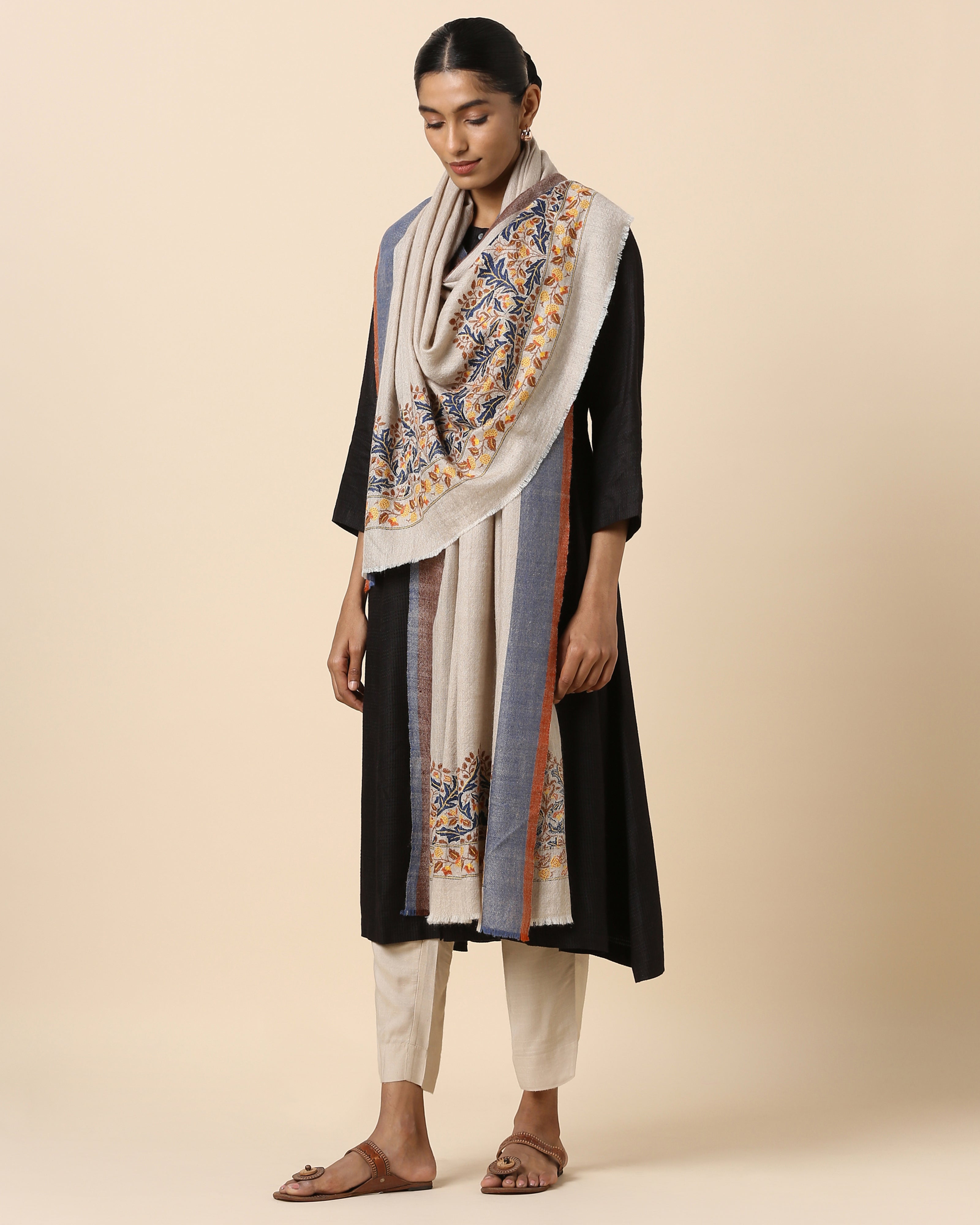 Manon Kashmir Sozni Embroidery Pashmina Shawl