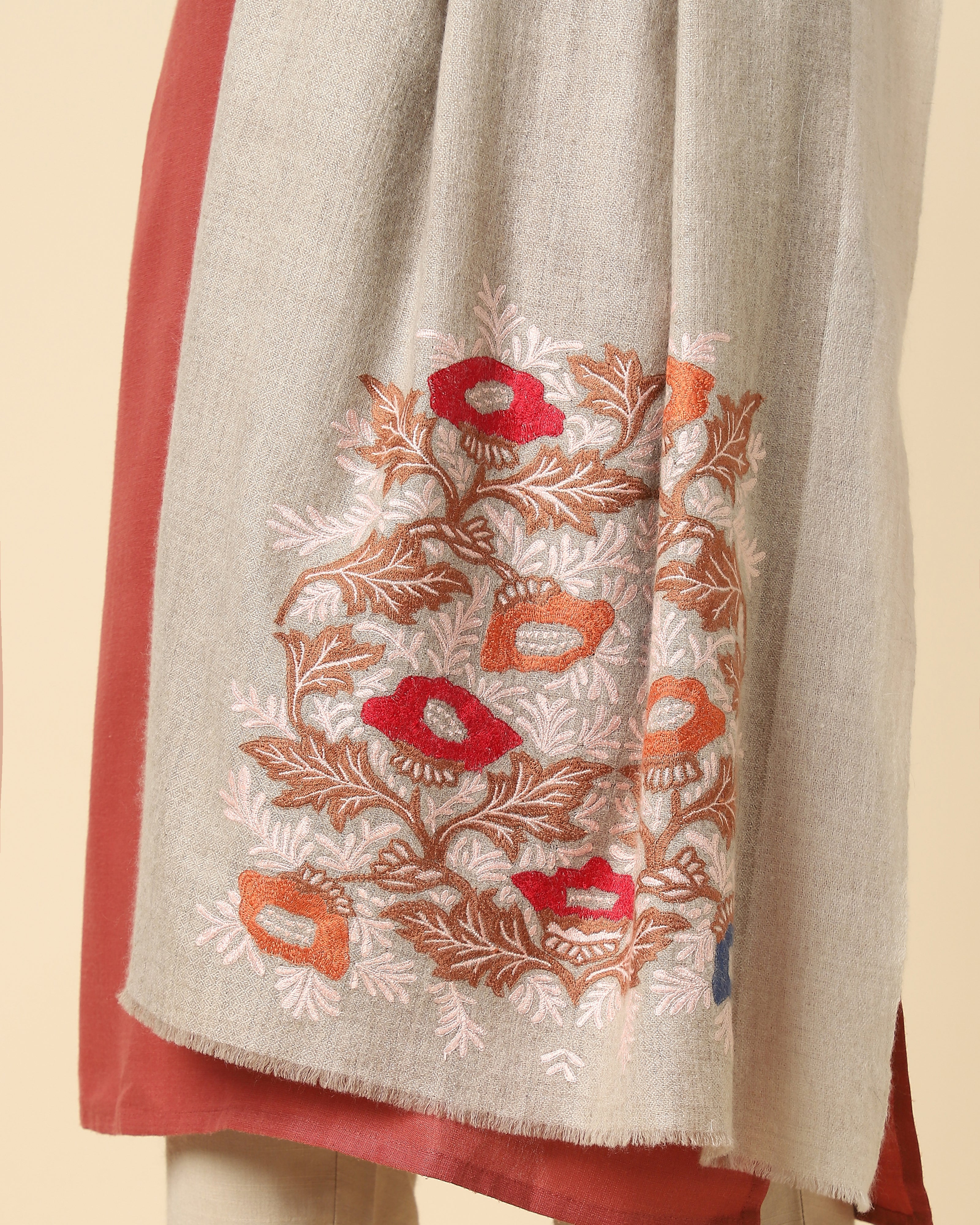 Kris Kashmir Sozni Embroidery Pashmina Shawl