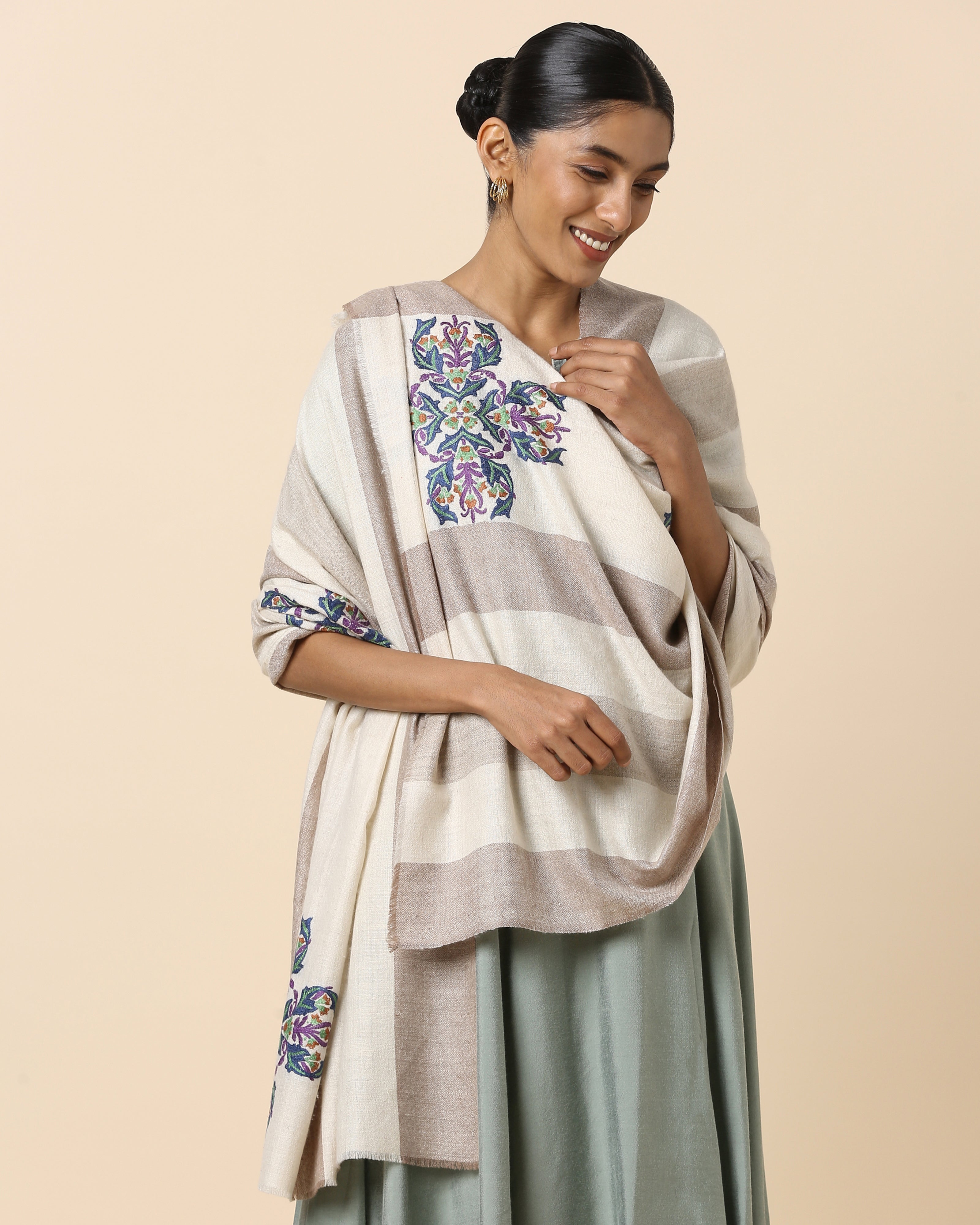 Ketlyn Kashmir Sozni Embroidery Pashmina Shawl