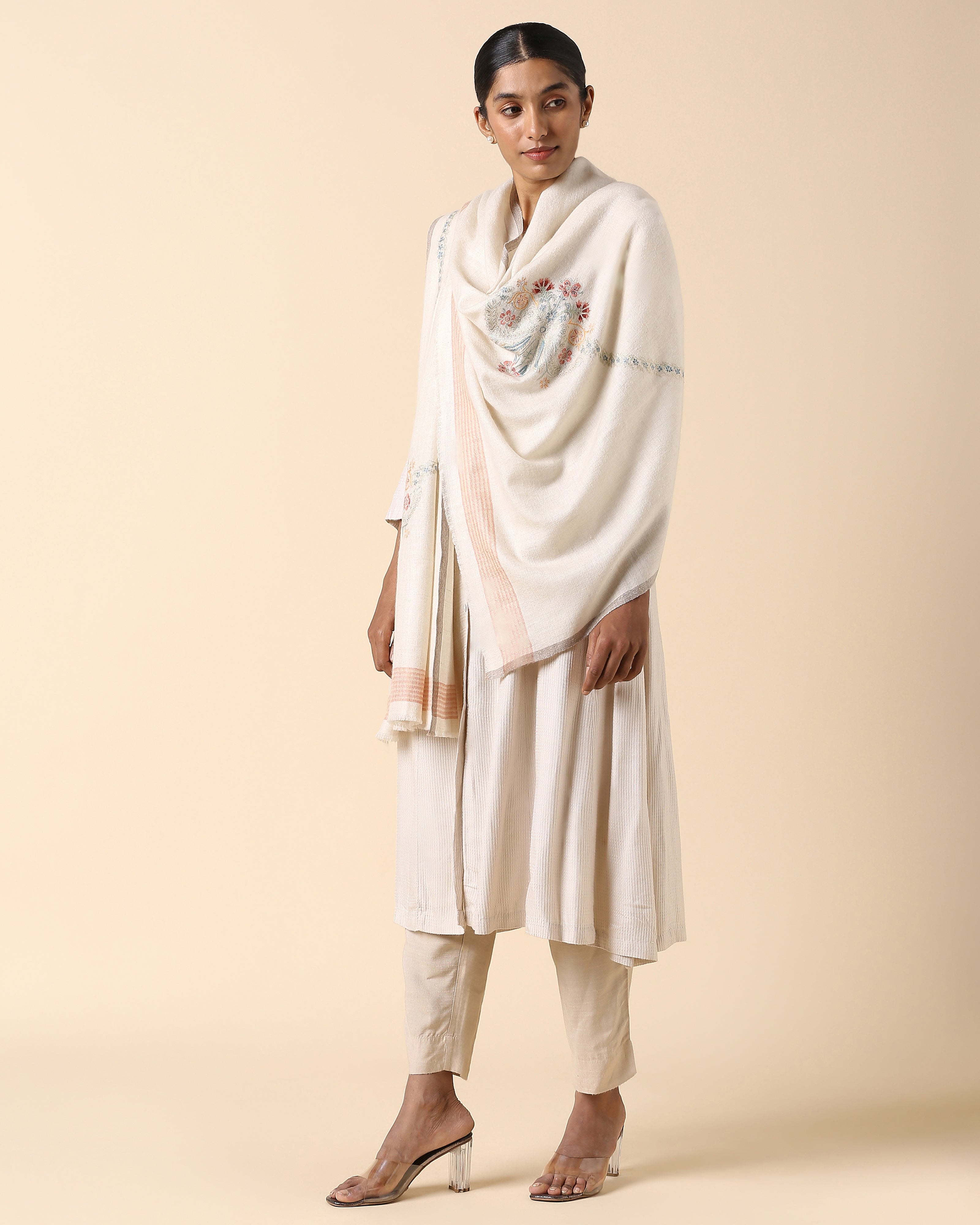 Bethany Kashmir Sozni Embroidery Pashmina Shawl