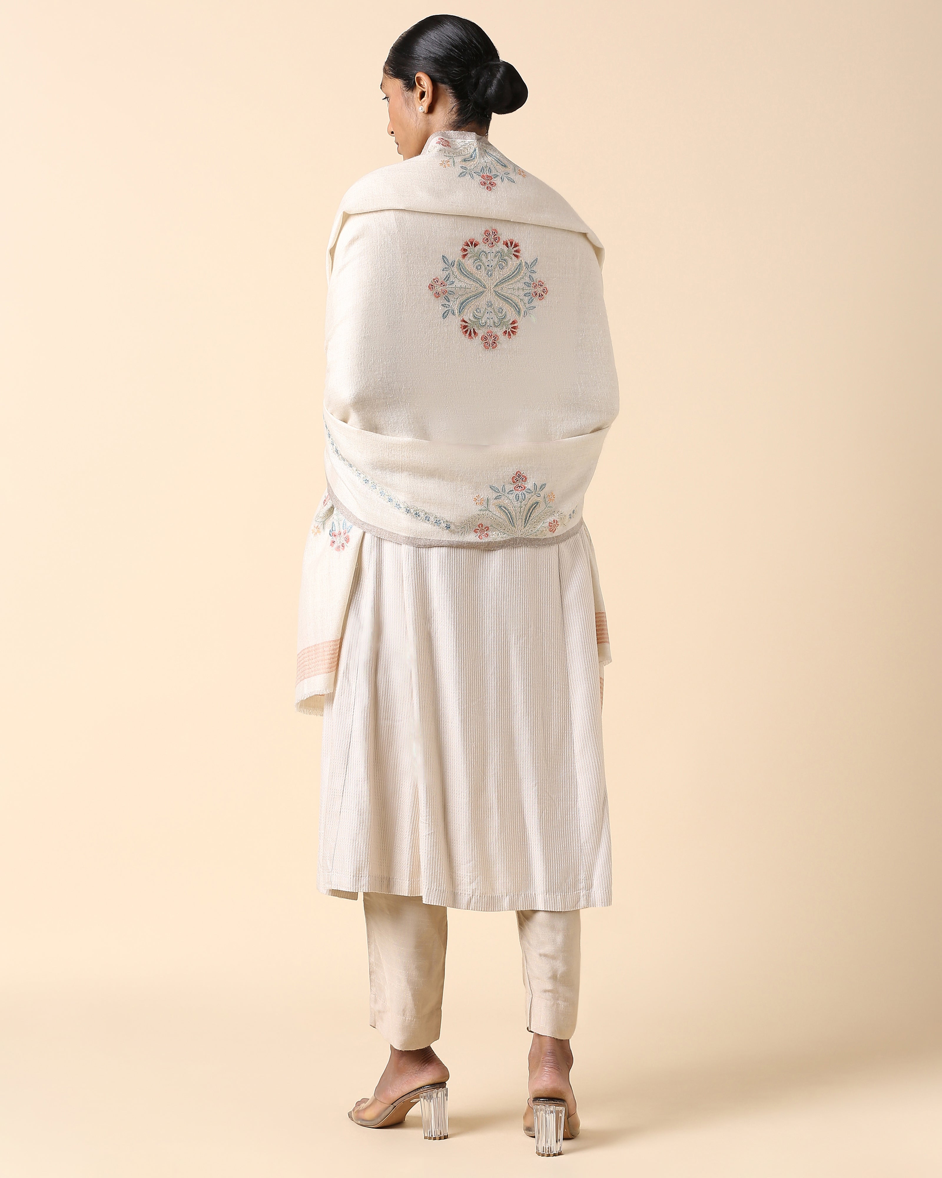 Bethany Kashmir Sozni Embroidery Pashmina Shawl