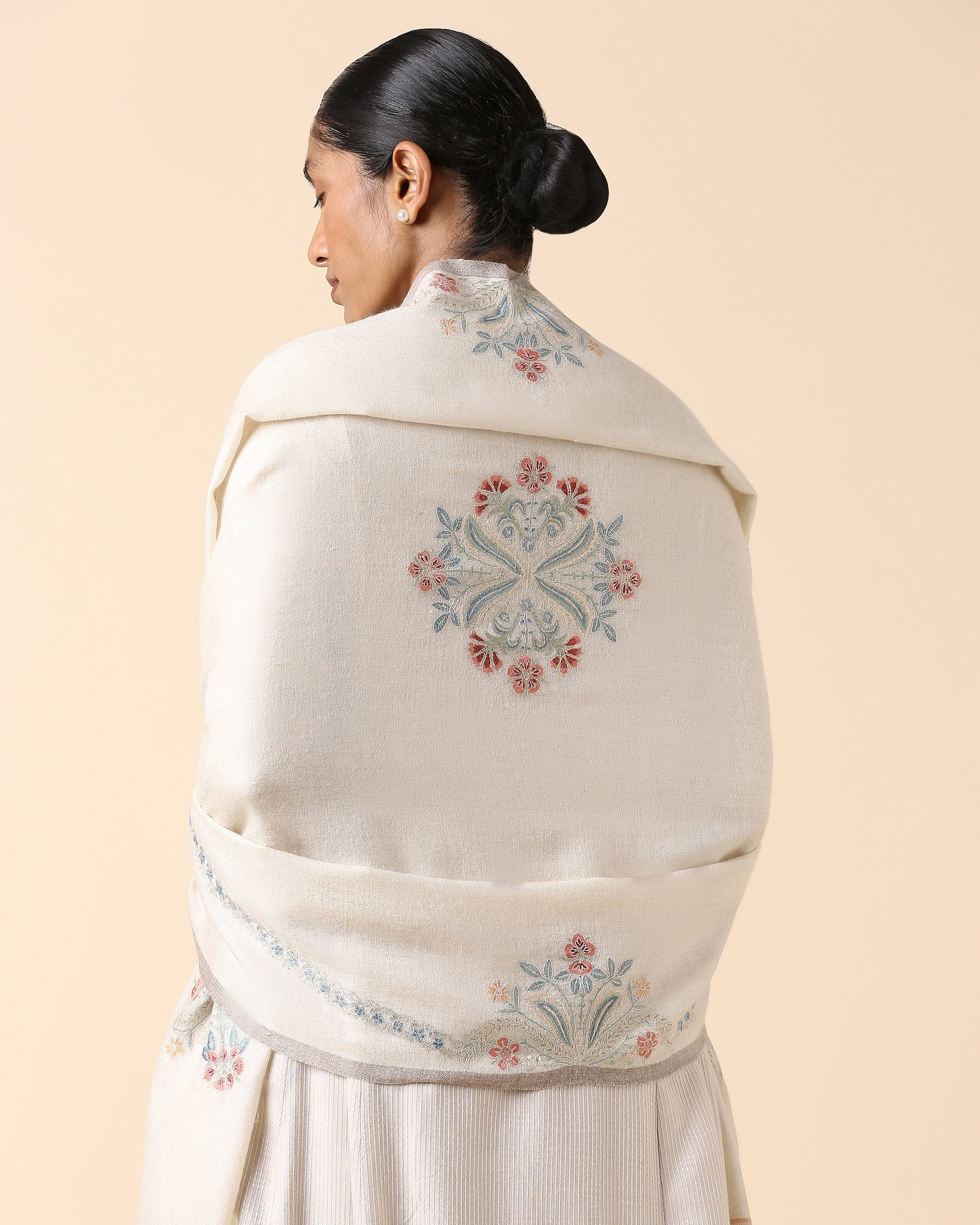 Bethany Kashmir Sozni Embroidery Pashmina Shawl