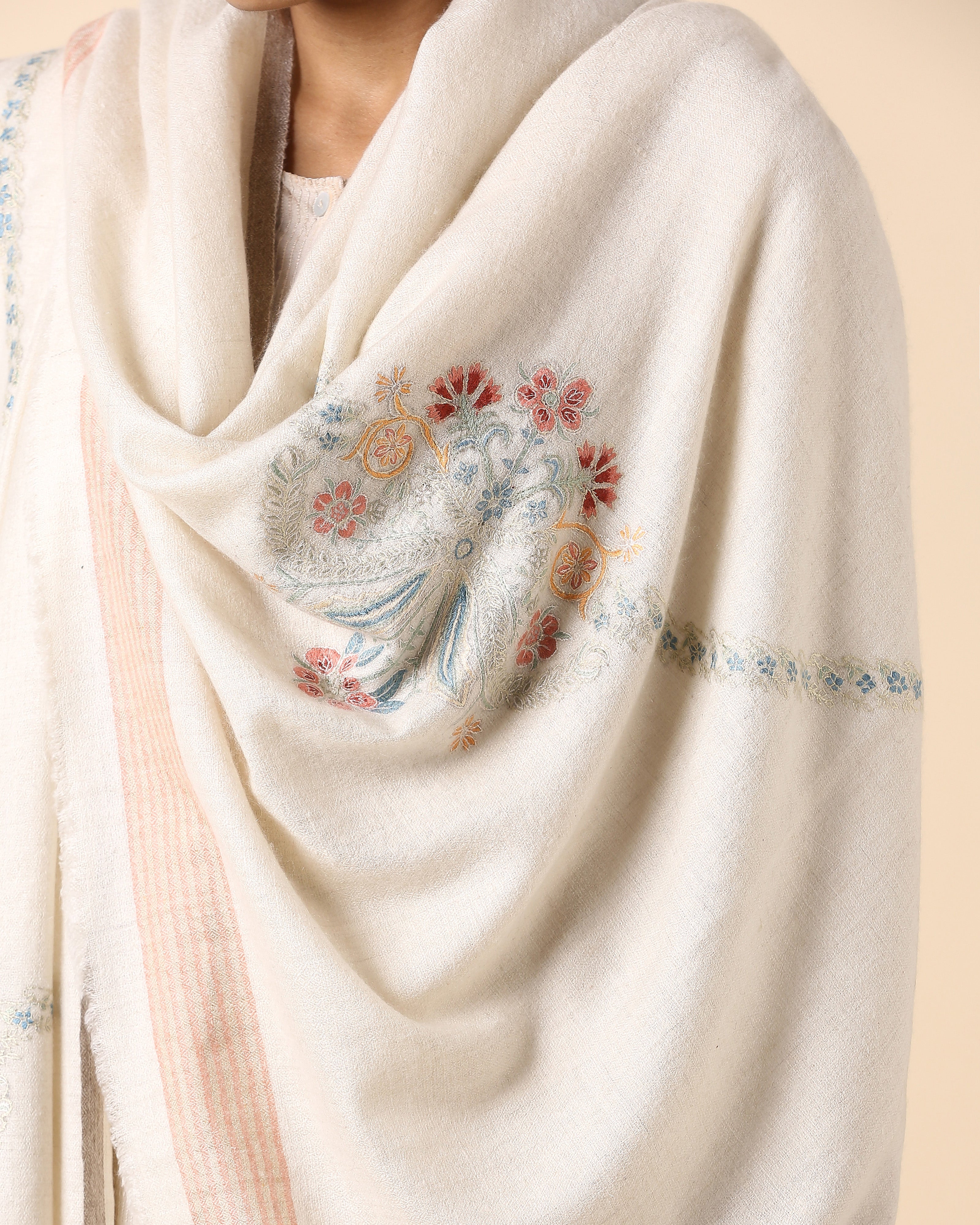 Bethany Kashmir Sozni Embroidery Pashmina Shawl