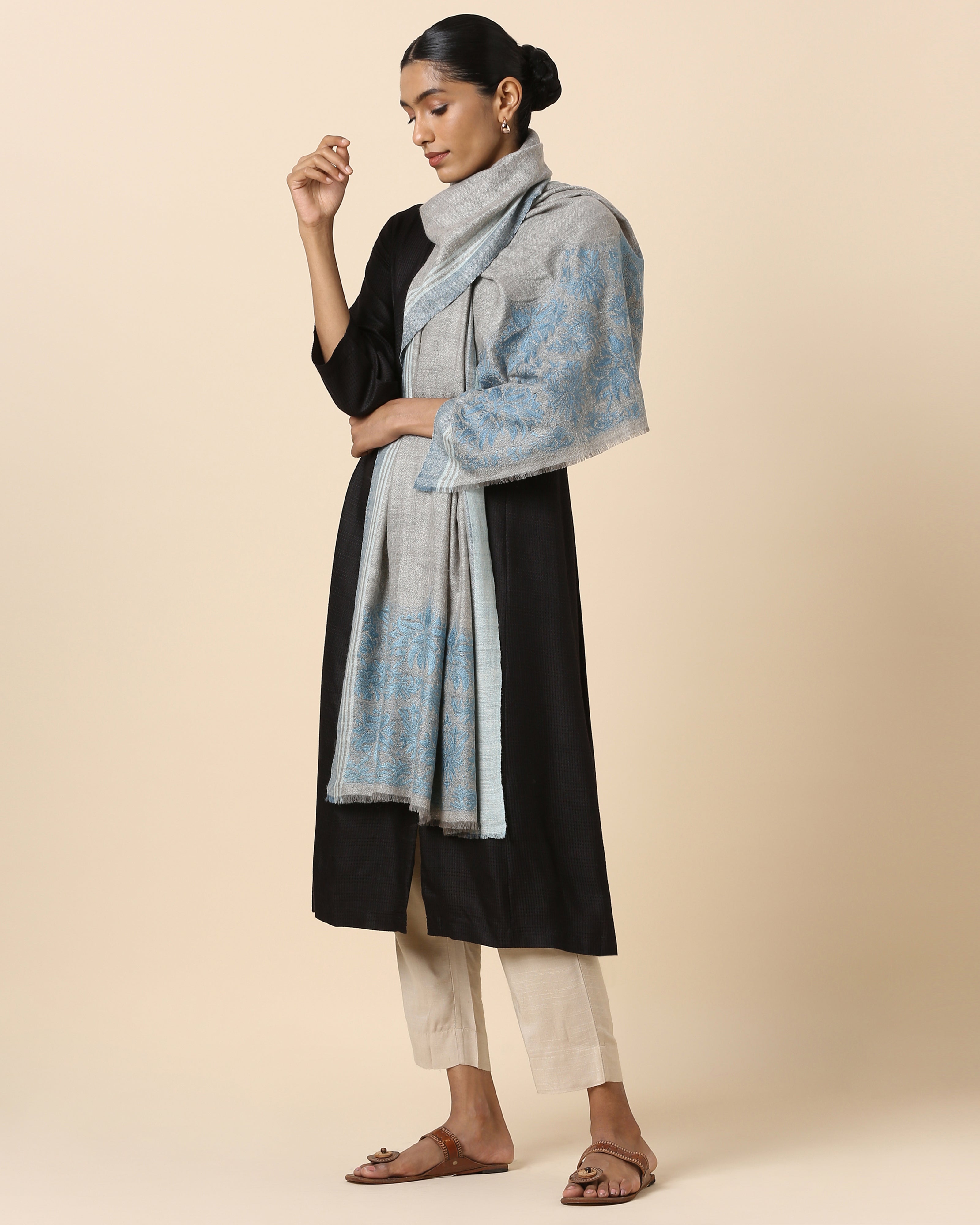 Kendall Kashmir Sozni Embroidery Pashmina Stole