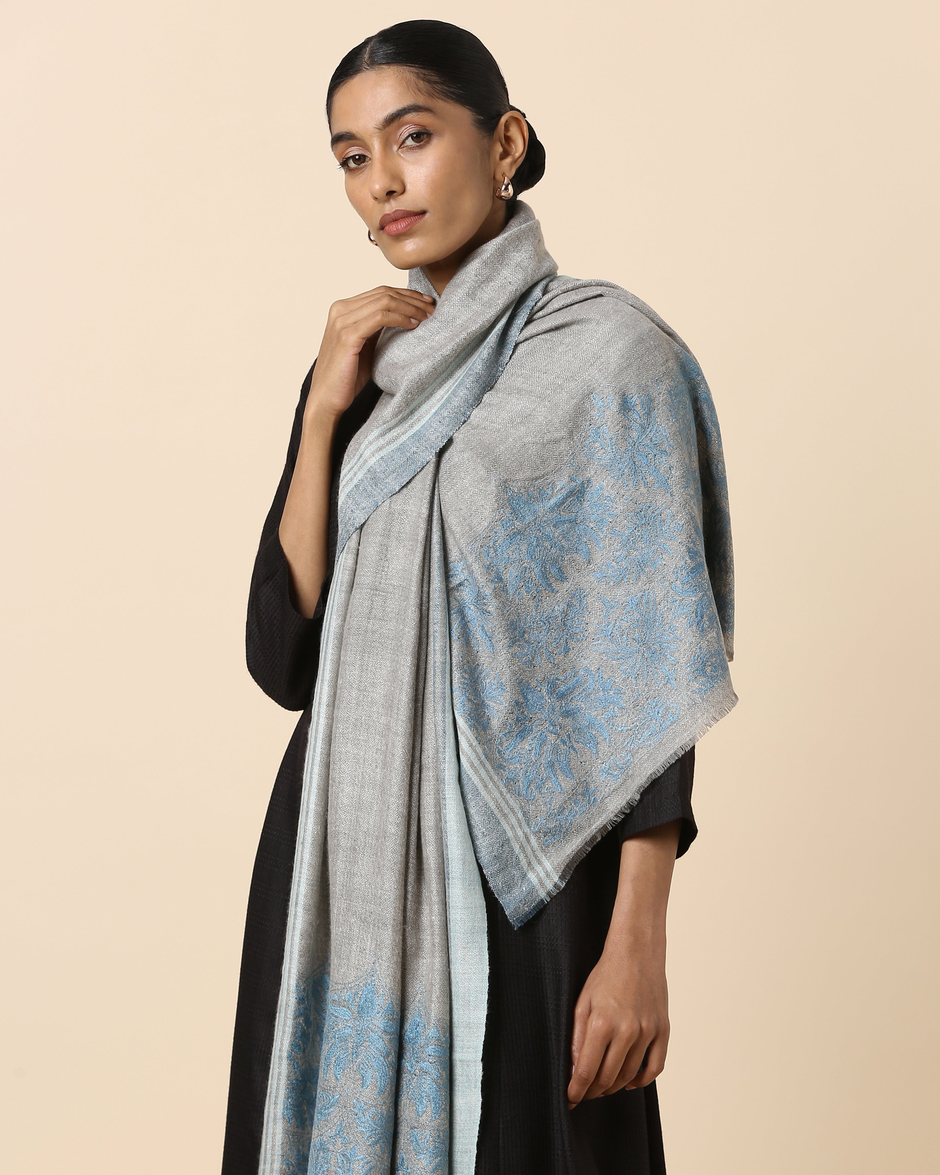 Kendall Kashmir Sozni Embroidery Pashmina Stole