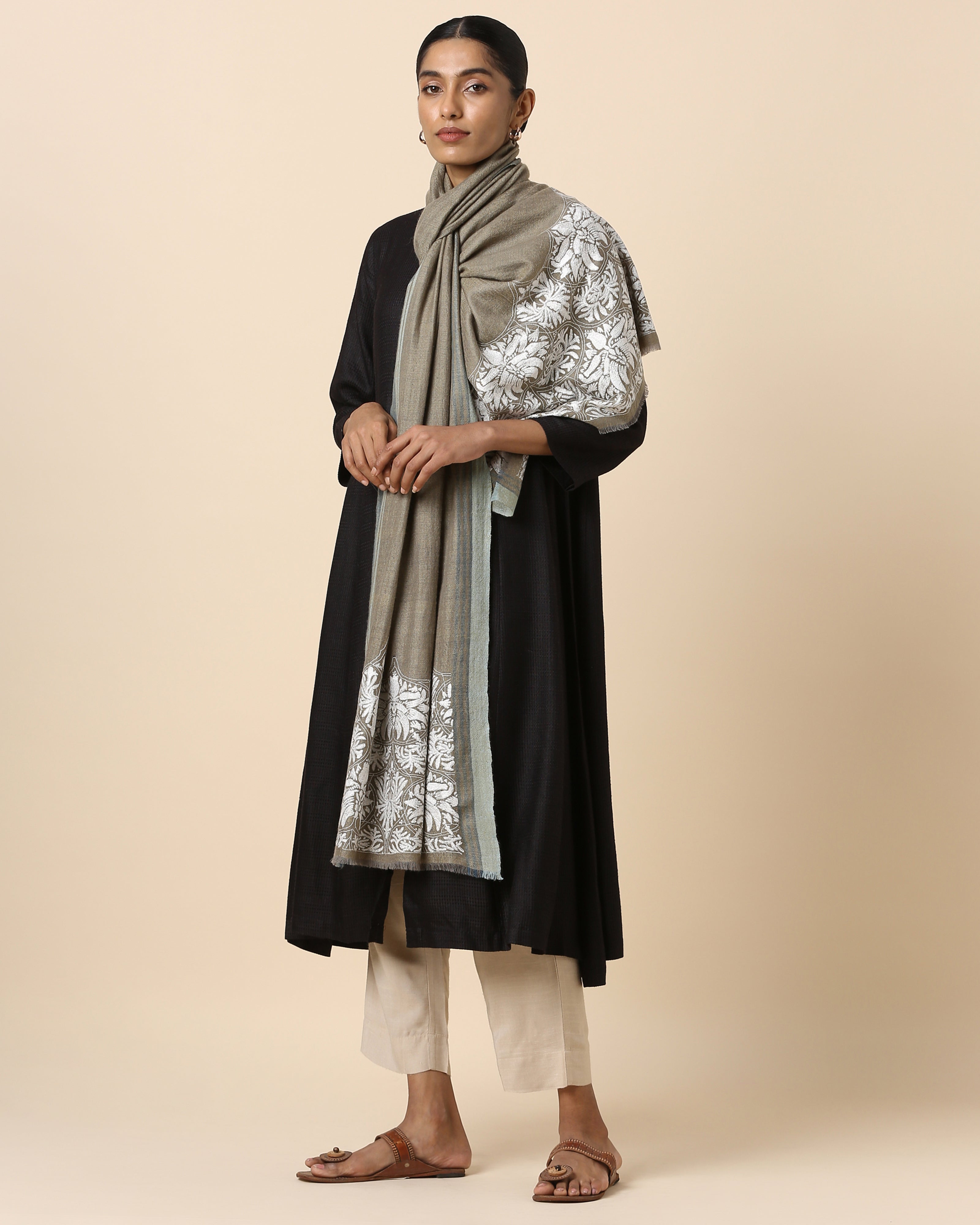 Kendall Kashmir Sozni Embroidery Pashmina Stole