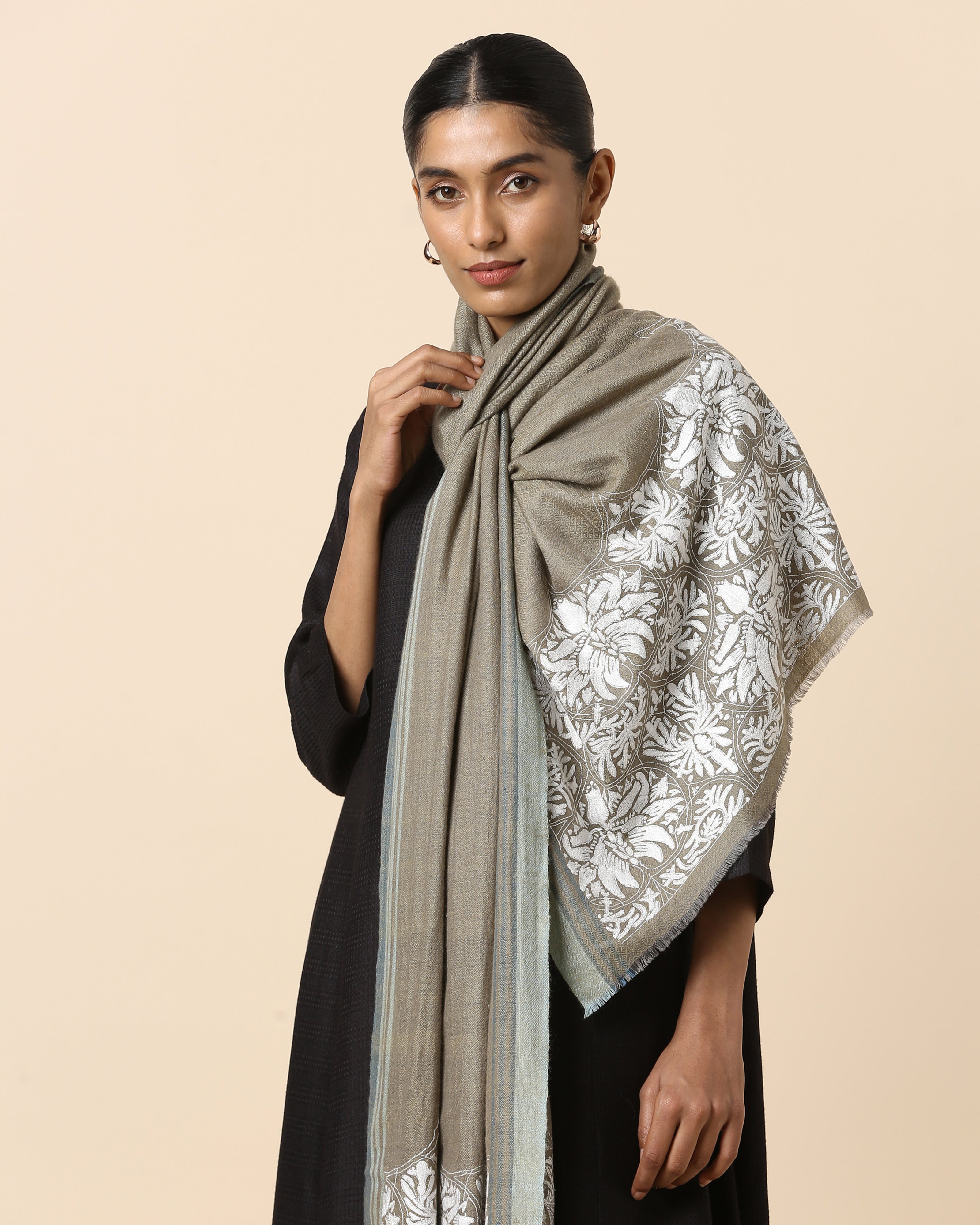 Kendall Kashmir Sozni Embroidery Pashmina Stole