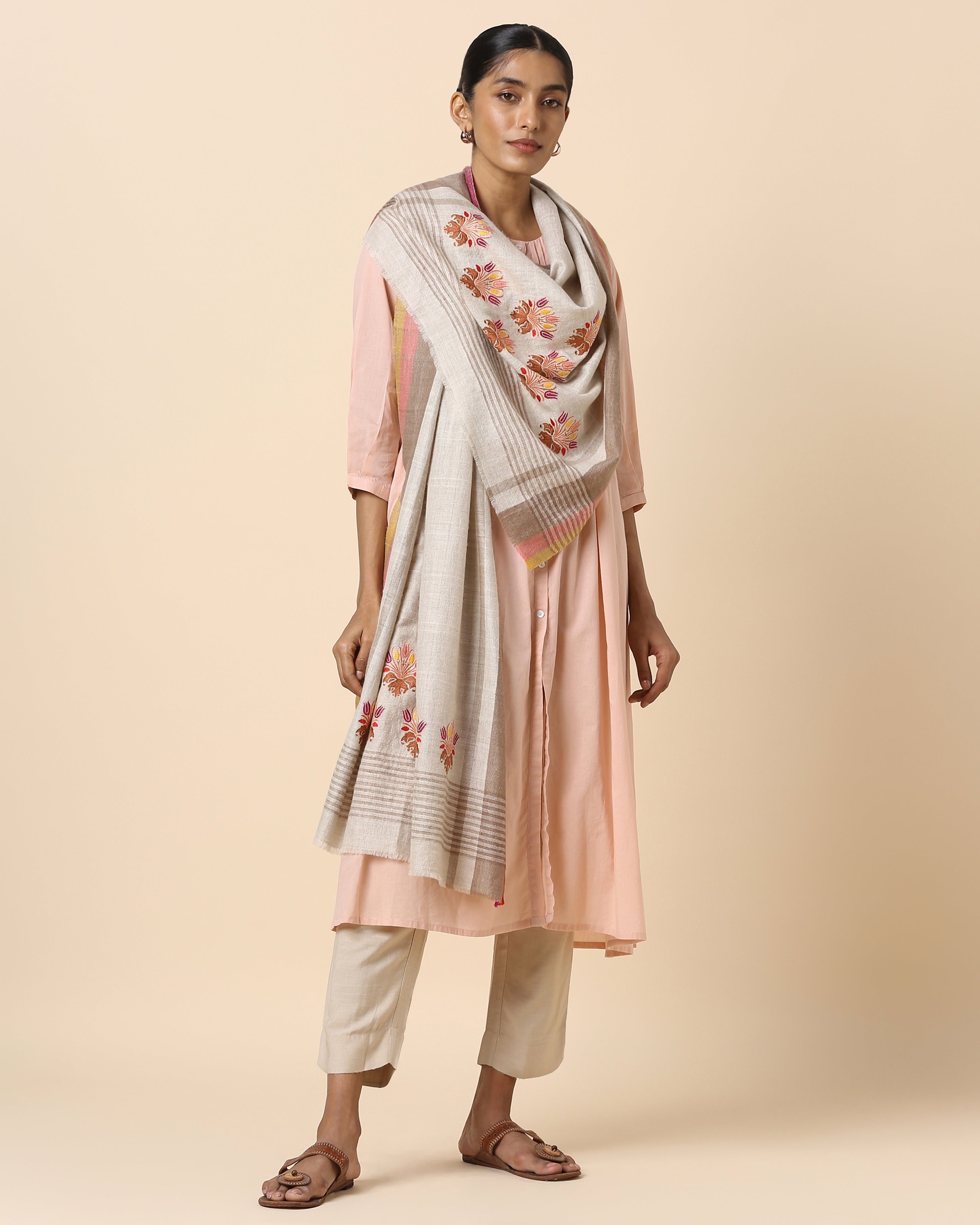 Amora Kashmir Sozni Embroidery Pashmina Stole