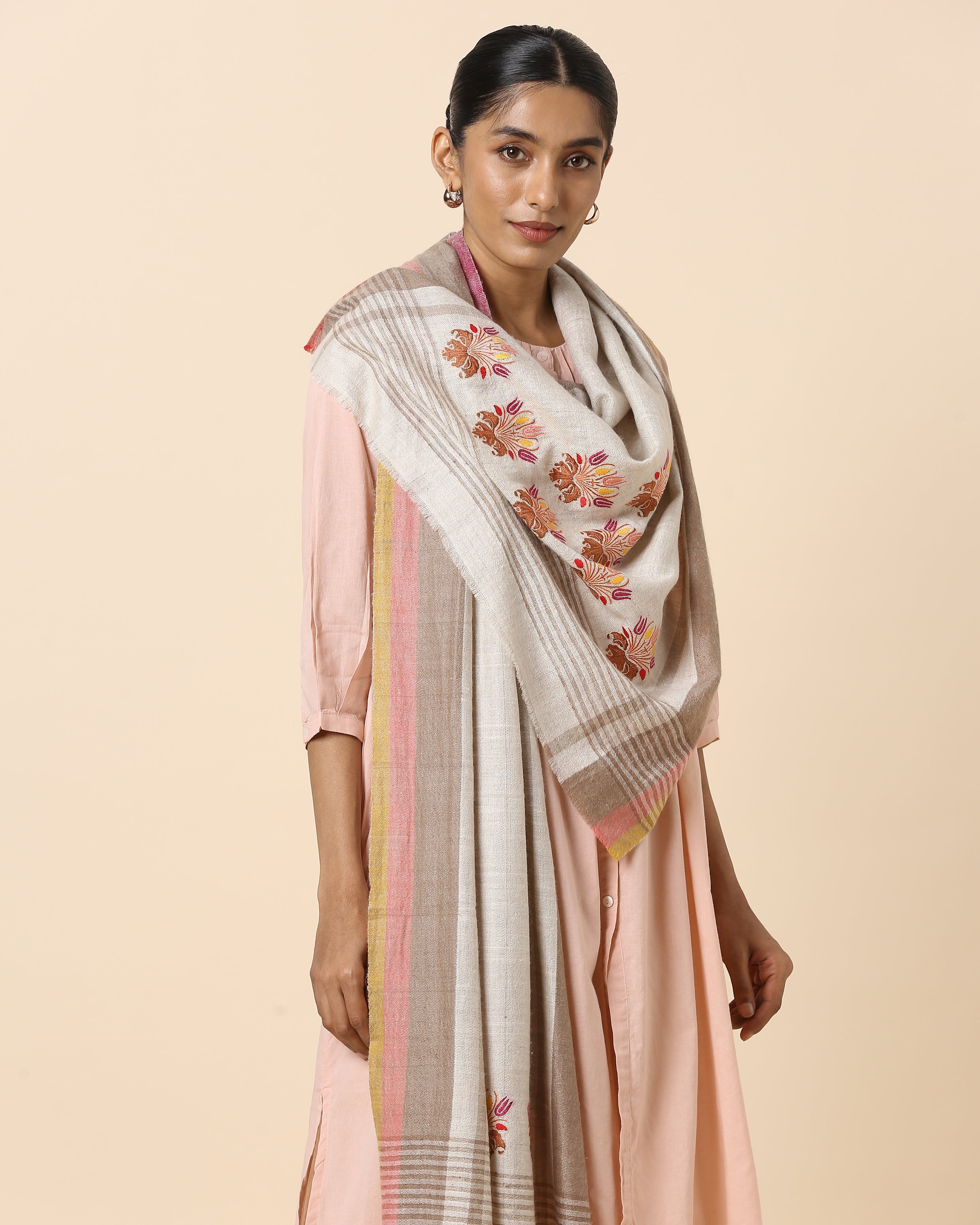Amora Kashmir Sozni Embroidery Pashmina Stole