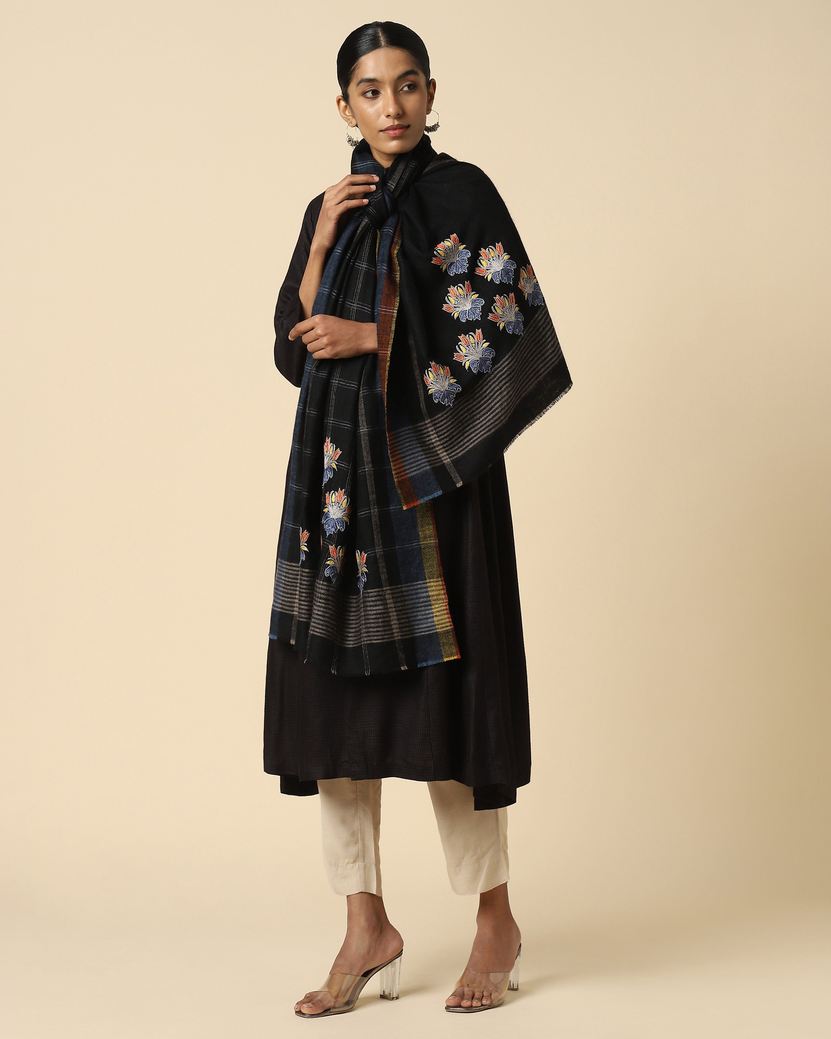 Amora Kashmir Sozni Embroidery Pashmina Stole