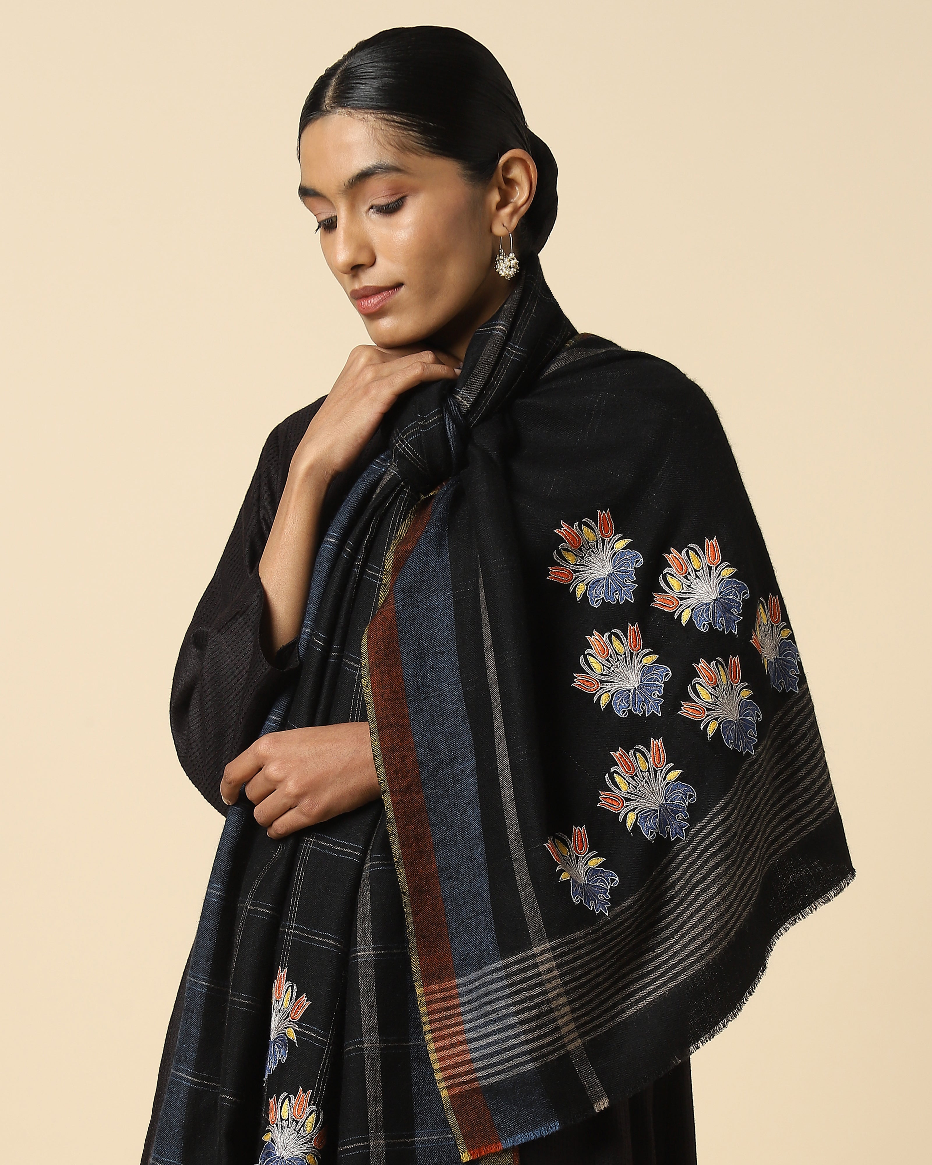 Amora Kashmir Sozni Embroidery Pashmina Stole