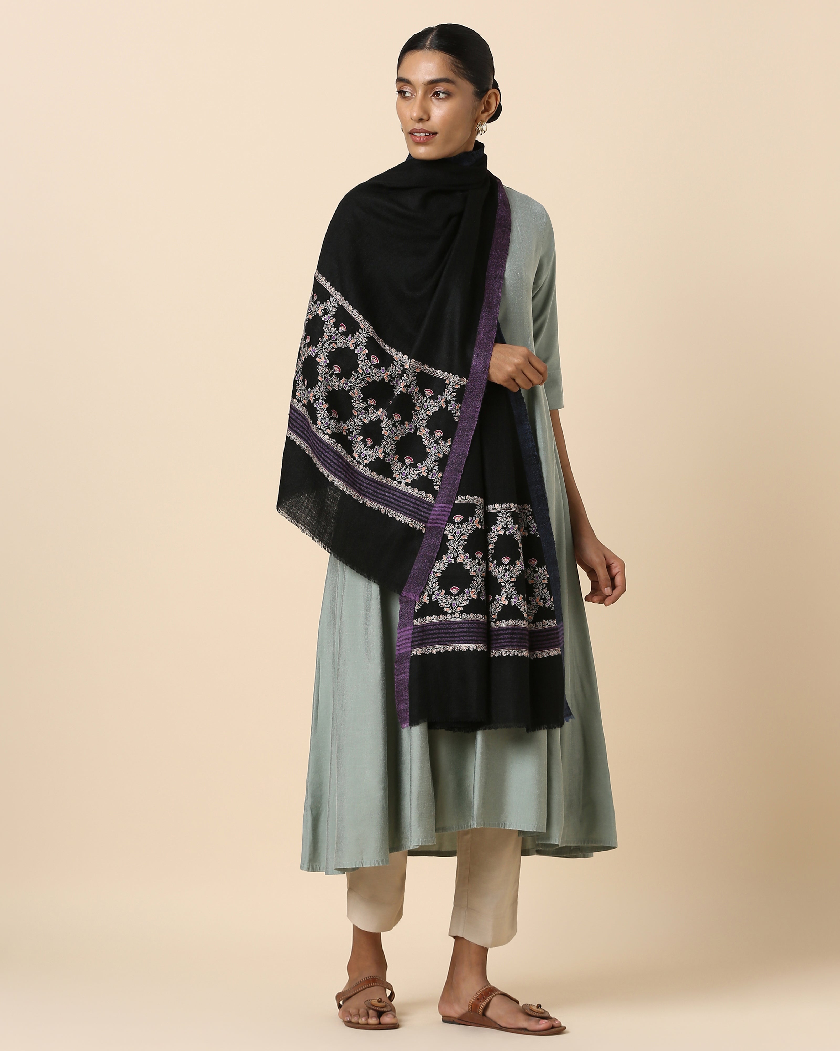Ariella Kashmir Sozni Embroidery Pashmina Stole