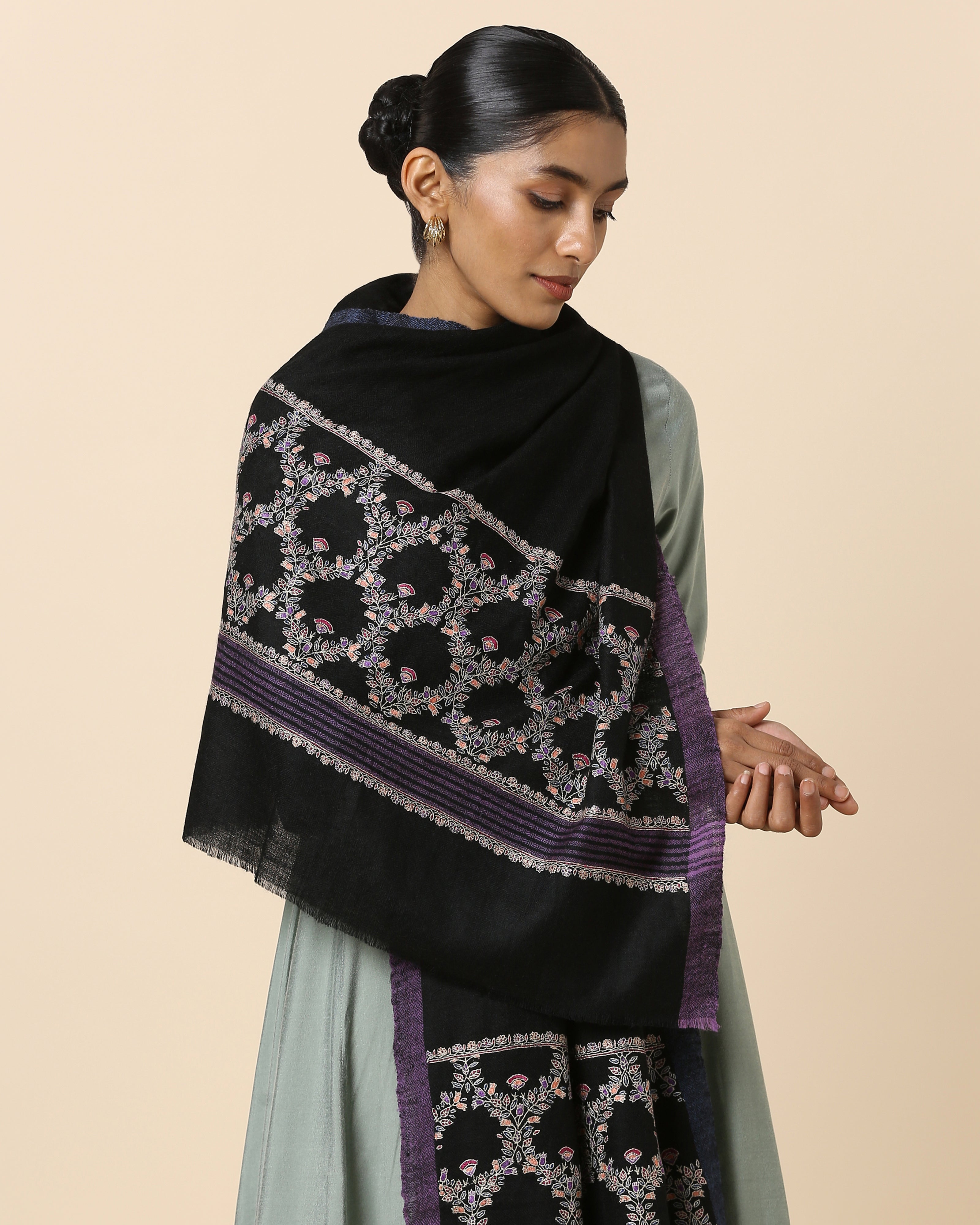 Ariella Kashmir Sozni Embroidery Pashmina Stole