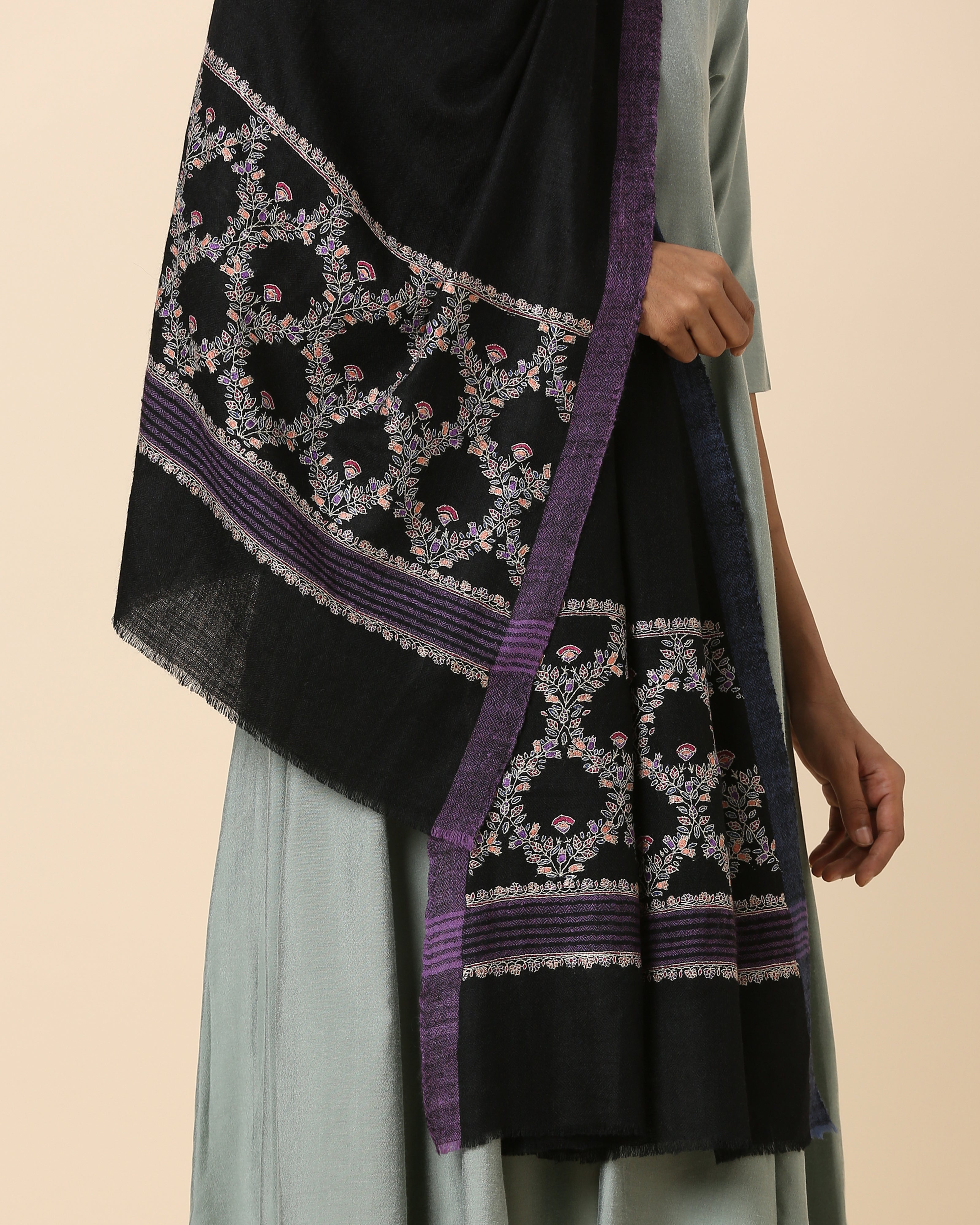Ariella Kashmir Sozni Embroidery Pashmina Stole