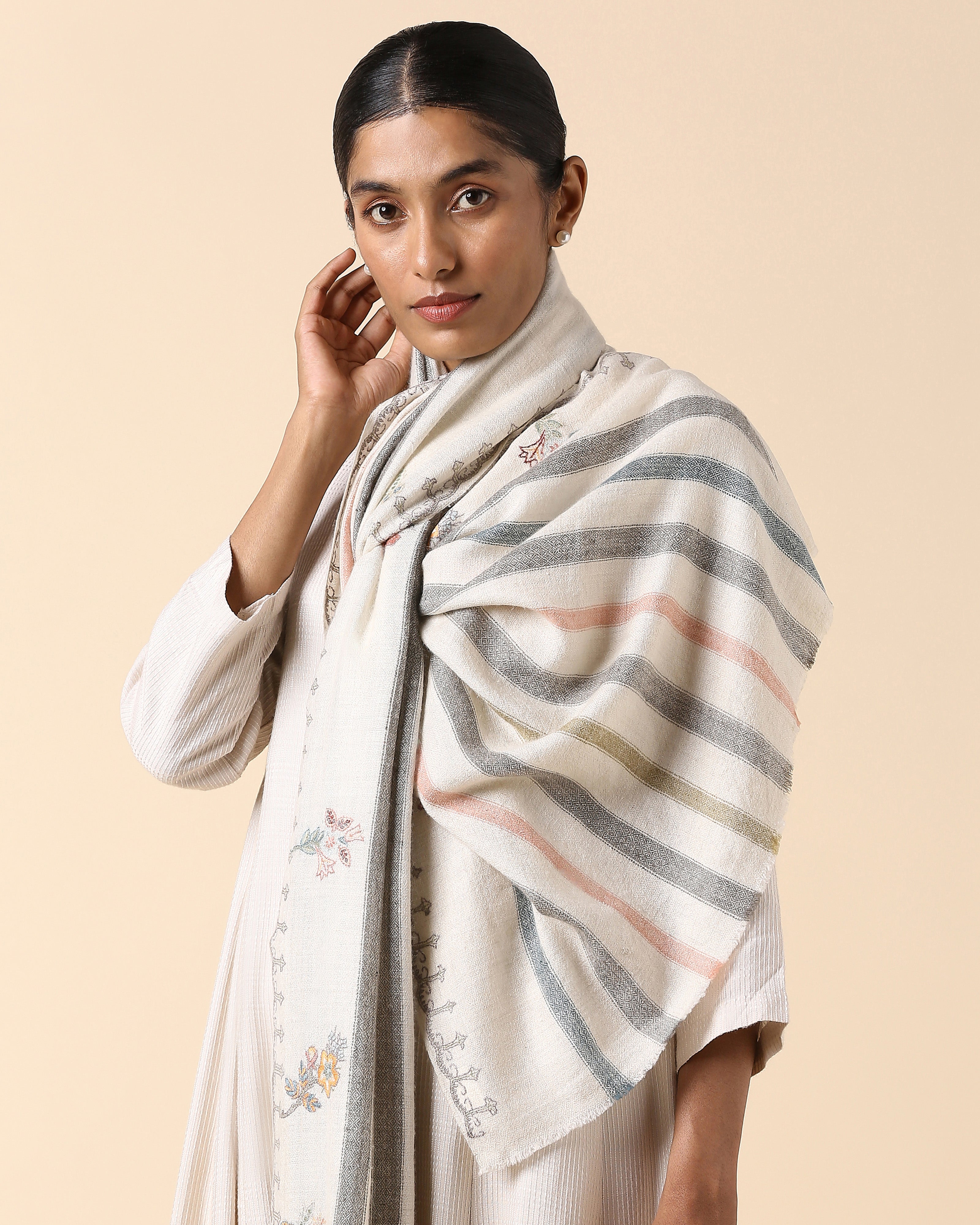 Stella Kashmir Sozni Embroidery Pashmina Stole